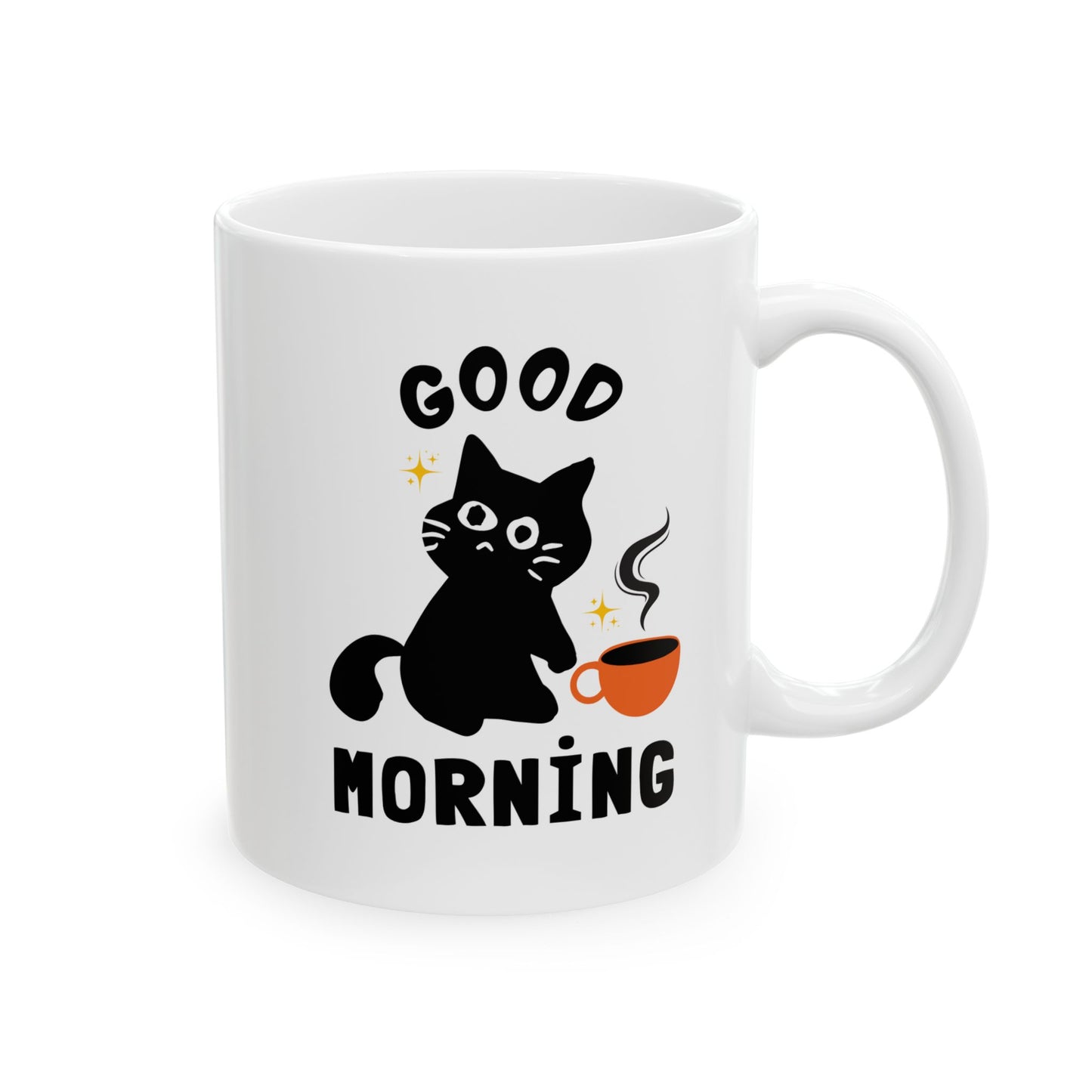 Cat Mom Coffee Mug | Ceramic Mug, Cat with Coffee Illustration