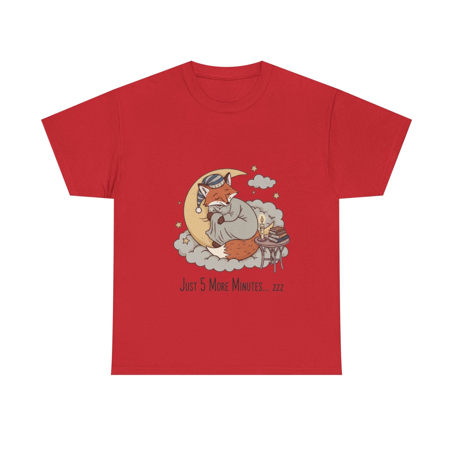 Sleeping Fox on Moon T-Shirt | 'Just 5 More Minutes' Sleepy Animal Tee