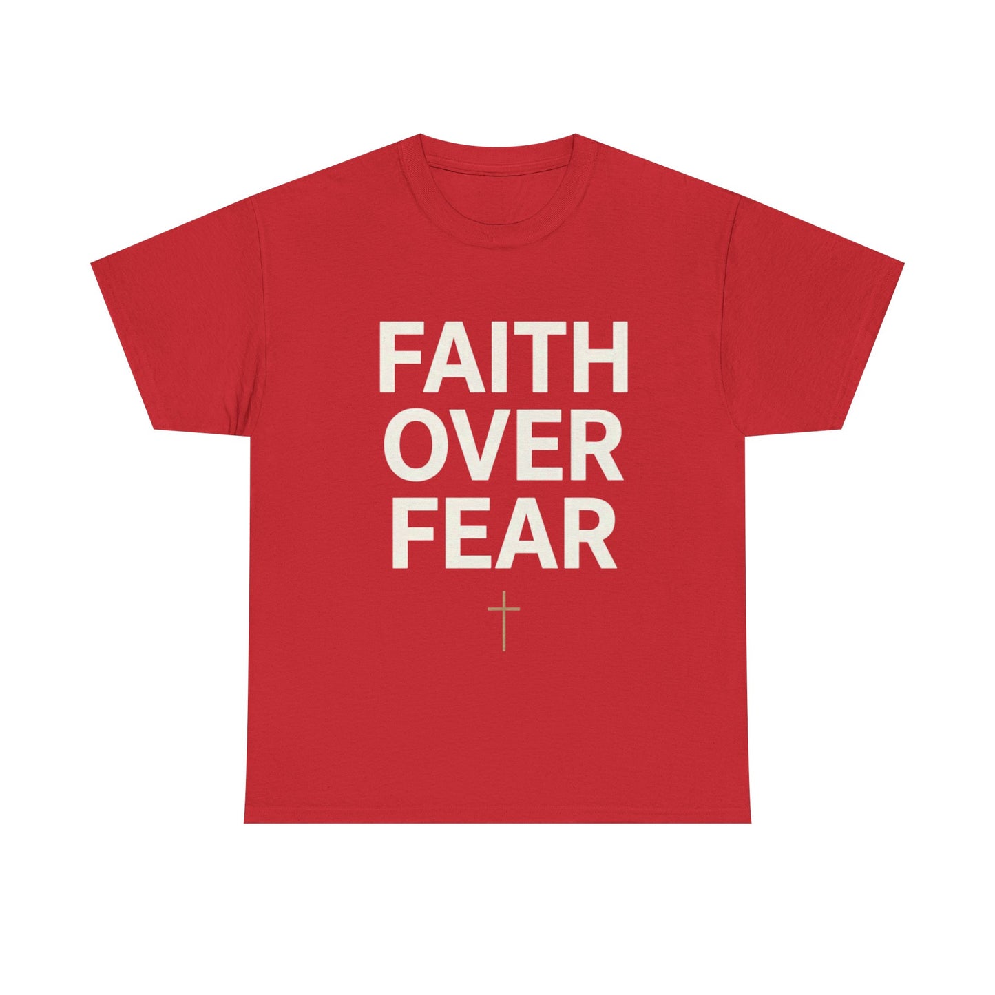 Faith Over Fear Shirt, Christian Minimalist Tee, Religious Gift for Her Bold Scripture T-Shirt, Jesus Cross Top Inspirational Faith Clothing