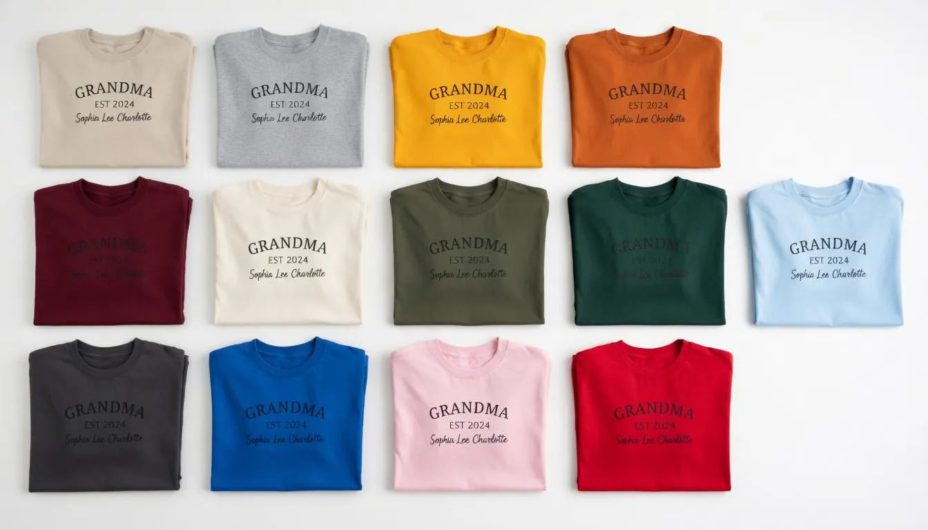 Grandma EST. 2024 names T-Shirt | Personalized Grandma Tee, Script Name Shirt