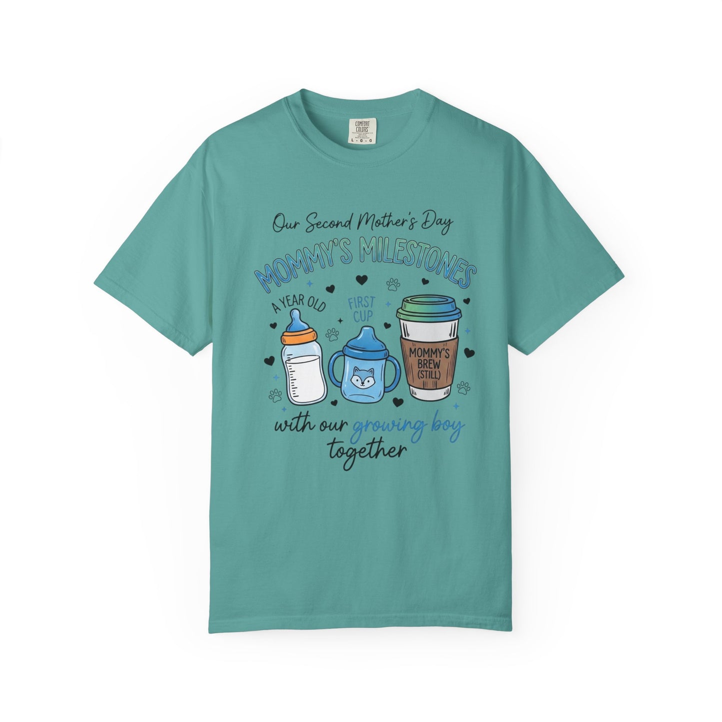 Our Second Mother's Day Shirt, Mommy's Milestones T-Shirt, 2nd Mother's Day Gift, Gift for New Mom, Growing Boy Together Tee, Mom Coffee Shirt