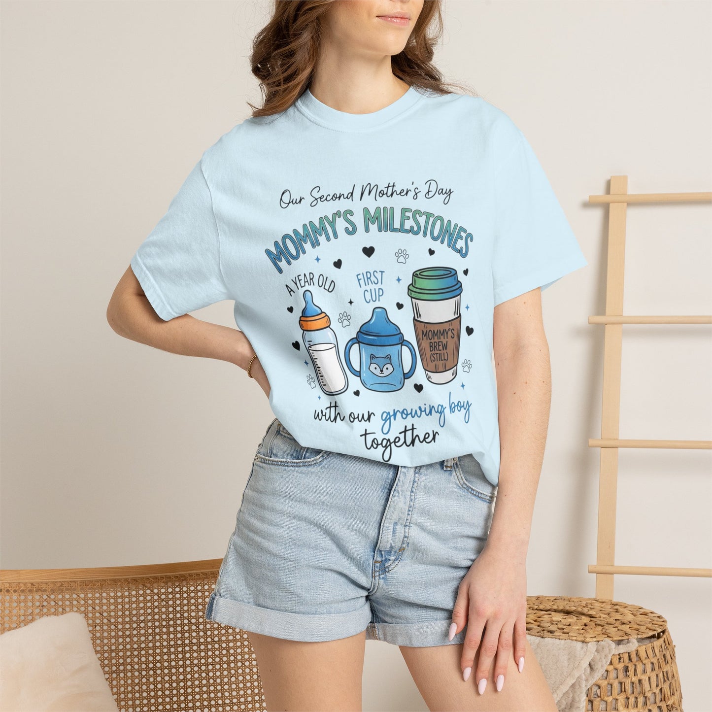 Our Second Mother's Day Shirt, Mommy's Milestones T-Shirt, 2nd Mother's Day Gift, Gift for New Mom, Growing Boy Together Tee, Mom Coffee Shirt