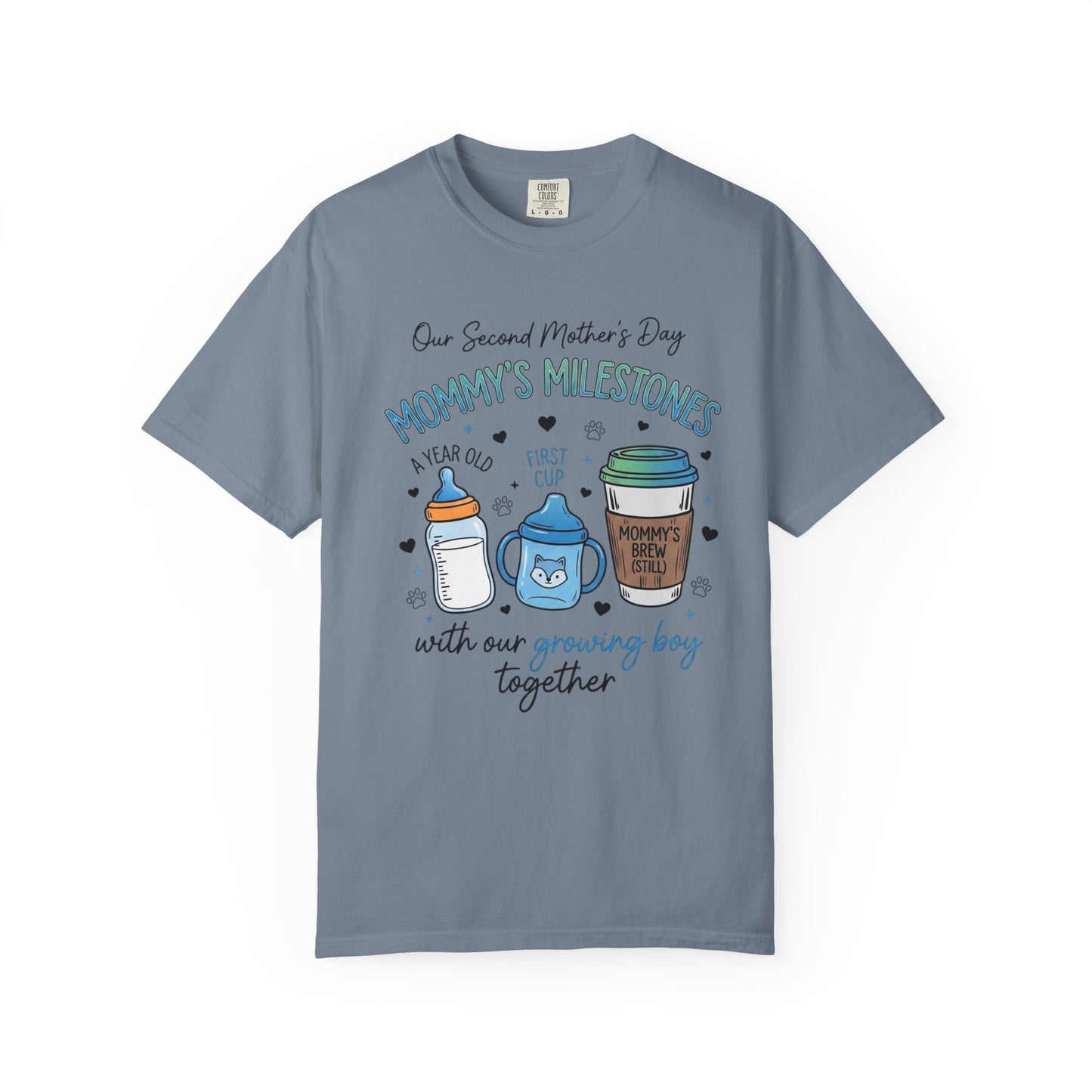 Our Second Mother's Day Shirt, Mommy's Milestones T-Shirt, 2nd Mother's Day Gift, Gift for New Mom, Growing Boy Together Tee, Mom Coffee Shirt
