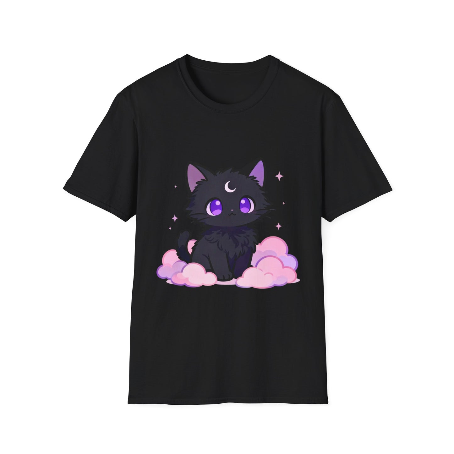 Pastel Cat Moon T-Shirt: Black Cat Graphic Tee