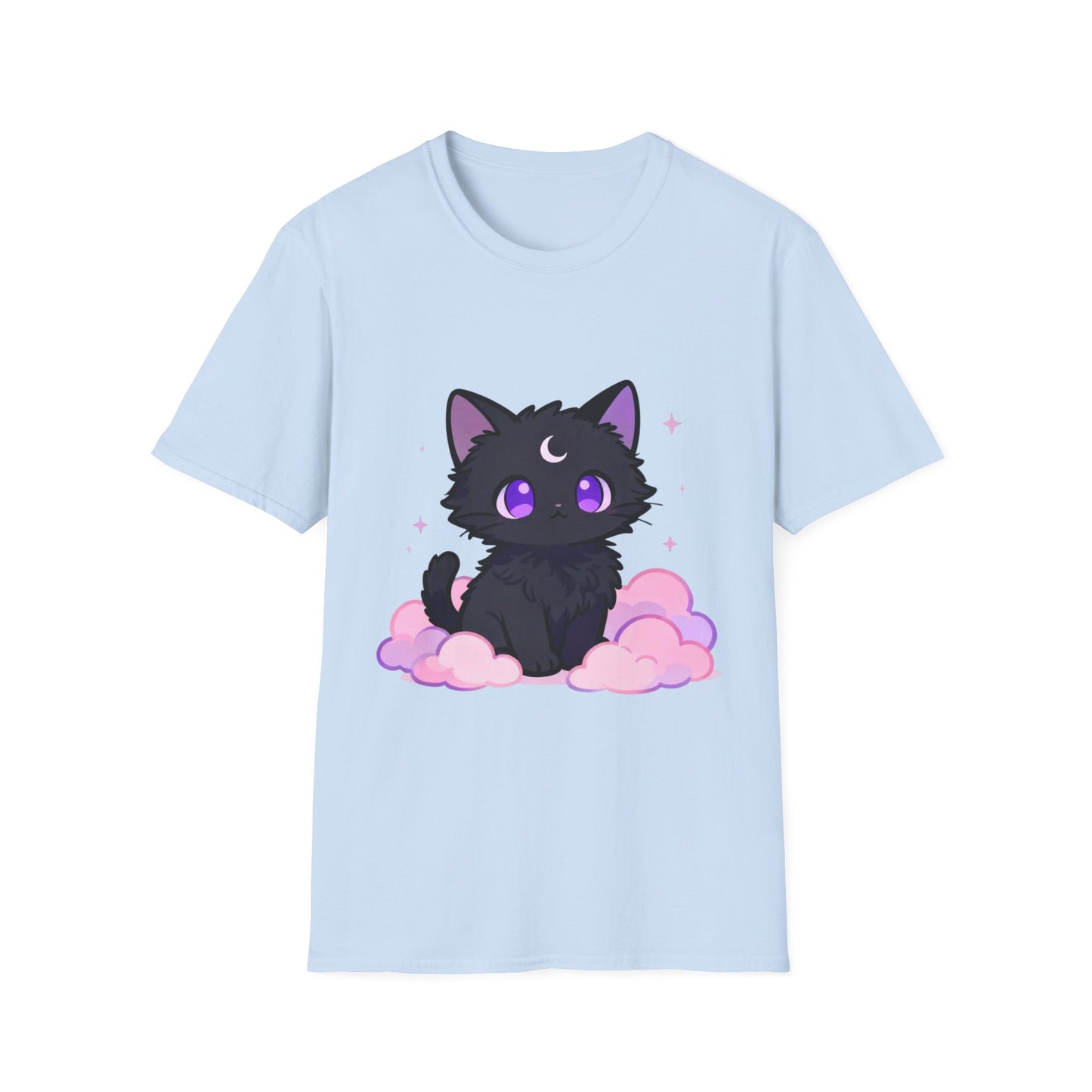 Pastel Cat Moon T-Shirt: Black Cat Graphic Tee