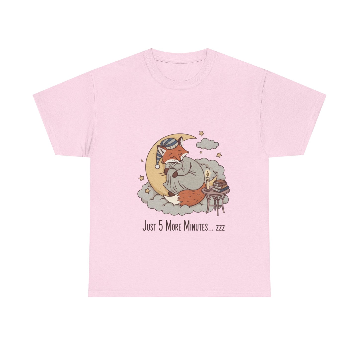 Sleeping Fox on Moon T-Shirt | 'Just 5 More Minutes' Sleepy Animal Tee