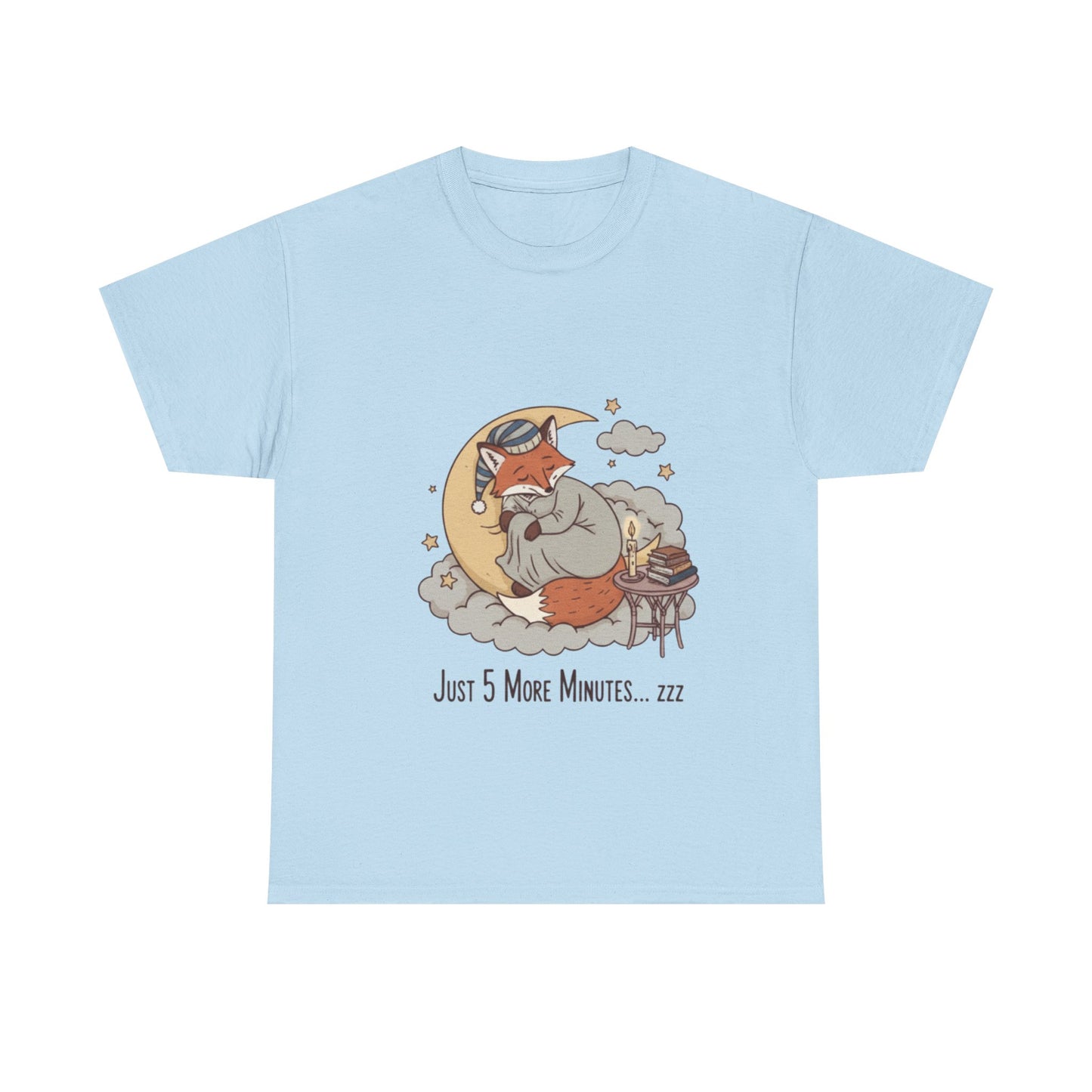 Sleeping Fox on Moon T-Shirt | 'Just 5 More Minutes' Sleepy Animal Tee