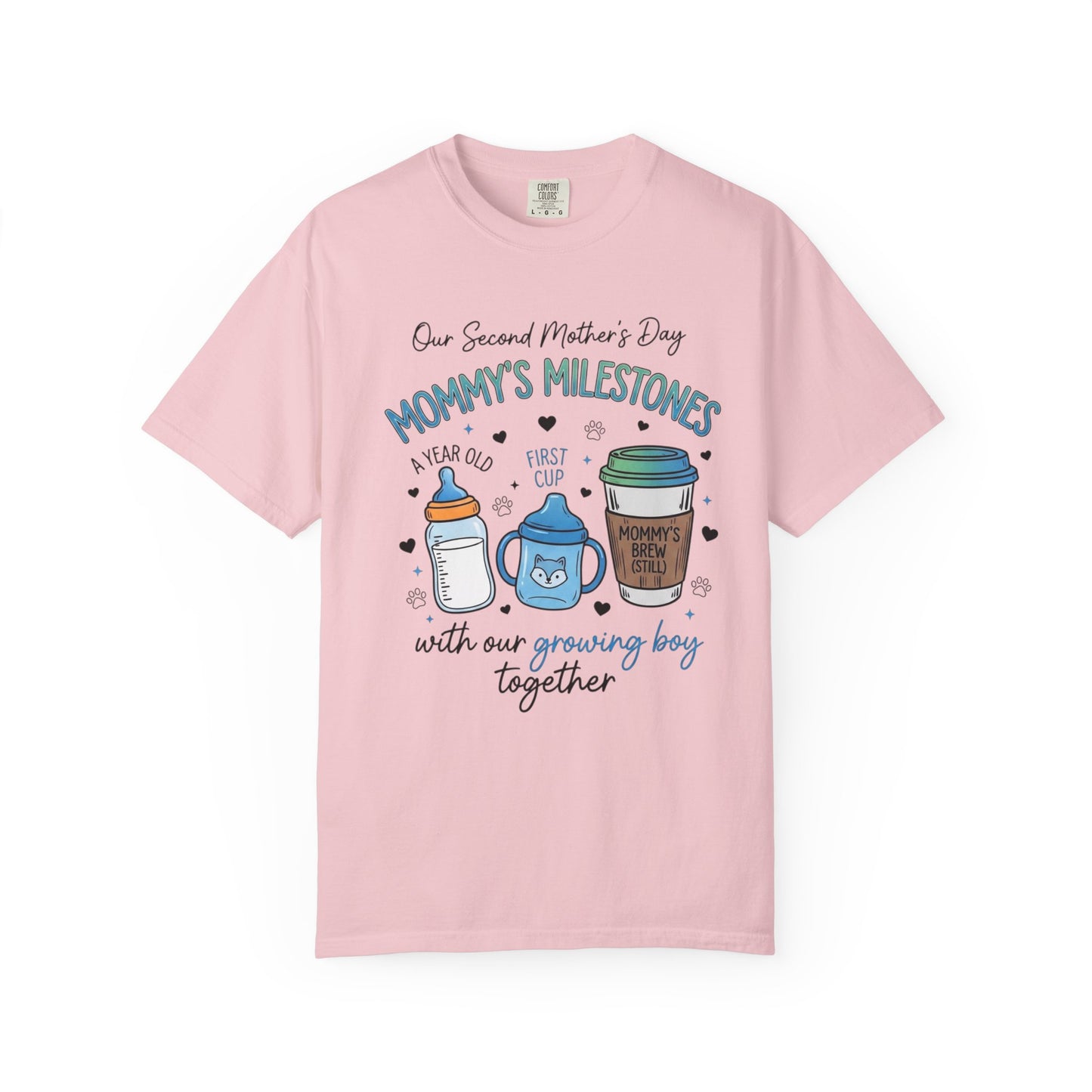 Our Second Mother's Day Shirt, Mommy's Milestones T-Shirt, 2nd Mother's Day Gift, Gift for New Mom, Growing Boy Together Tee, Mom Coffee Shirt