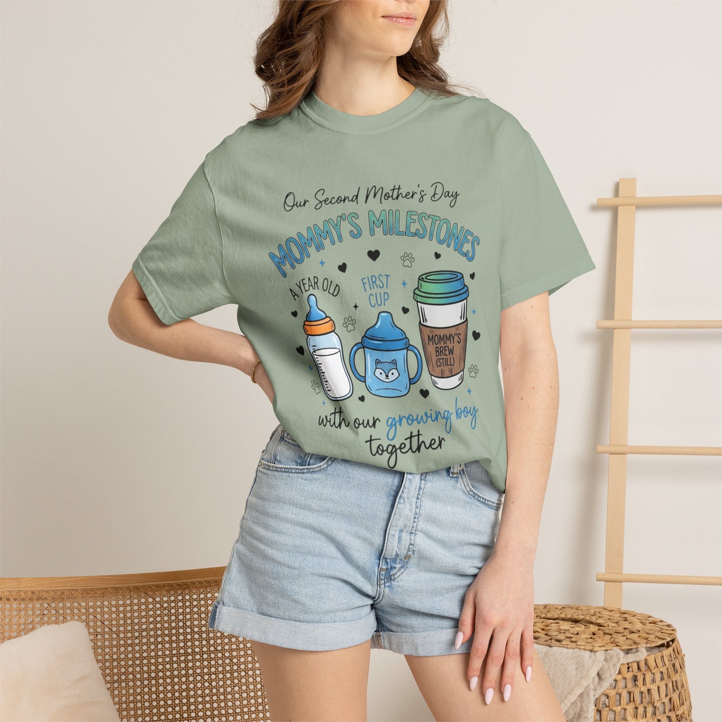 Our Second Mother's Day Shirt, Mommy's Milestones T-Shirt, 2nd Mother's Day Gift, Gift for New Mom, Growing Boy Together Tee, Mom Coffee Shirt