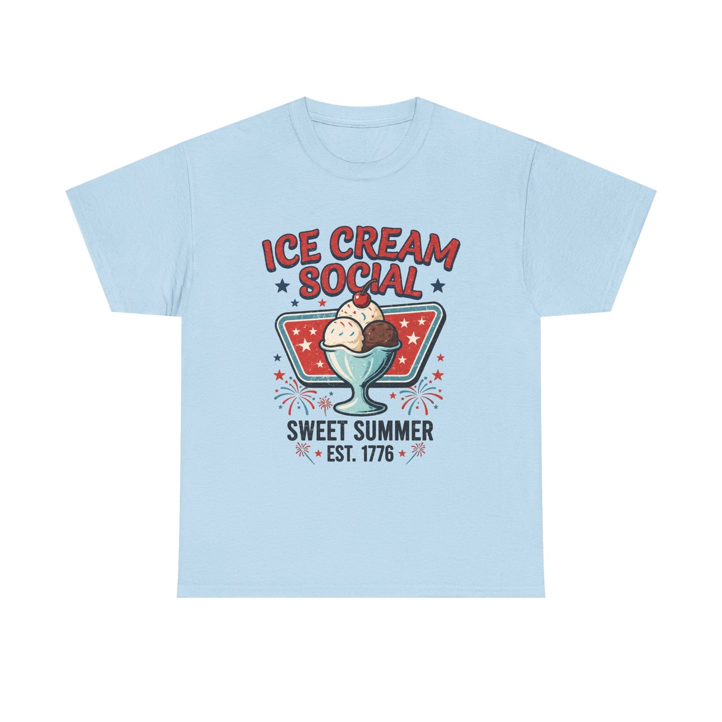 Retro Ice Cream Shirt, Ice Cream Social Tee, Fourth of July Shirt, Patriotic Summer Graphic Tee, Vintage USA Unisex T-Shirt
