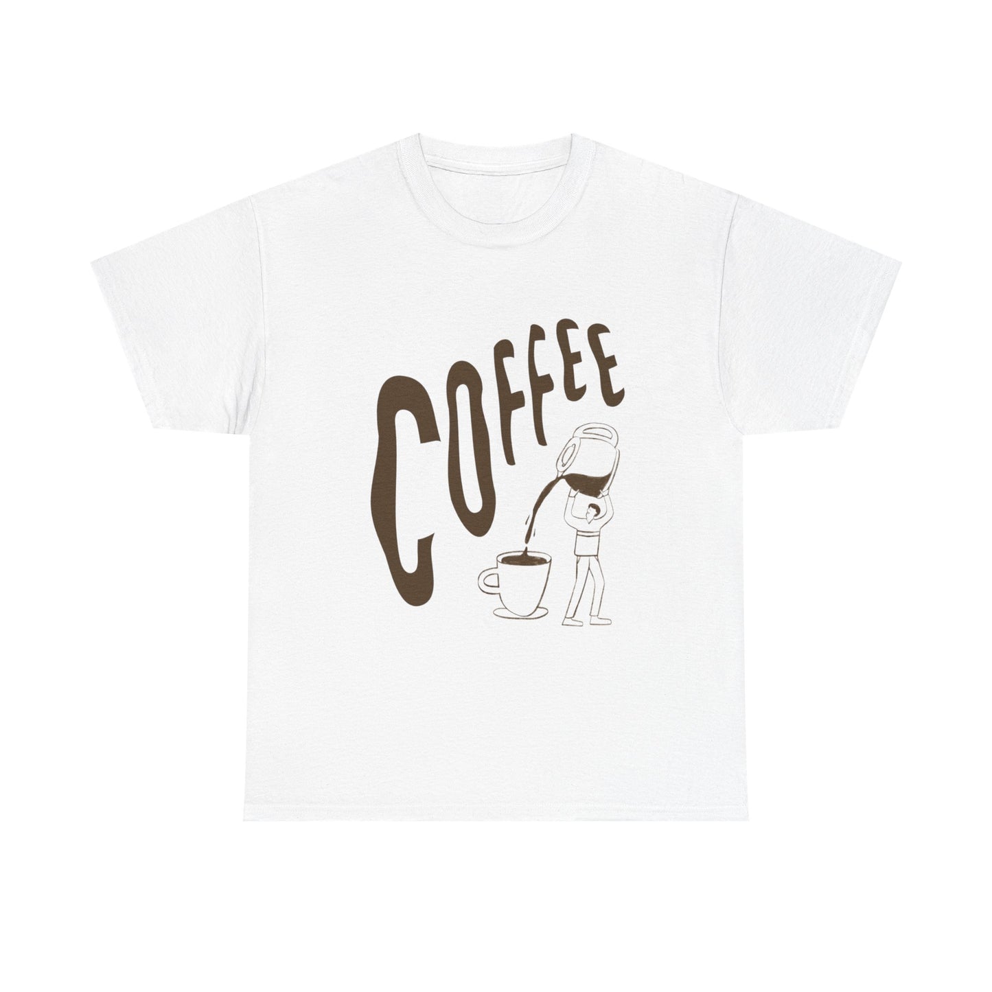 Coffee Pouring Illustration T-Shirt | Coffee Cup Graphic Tee