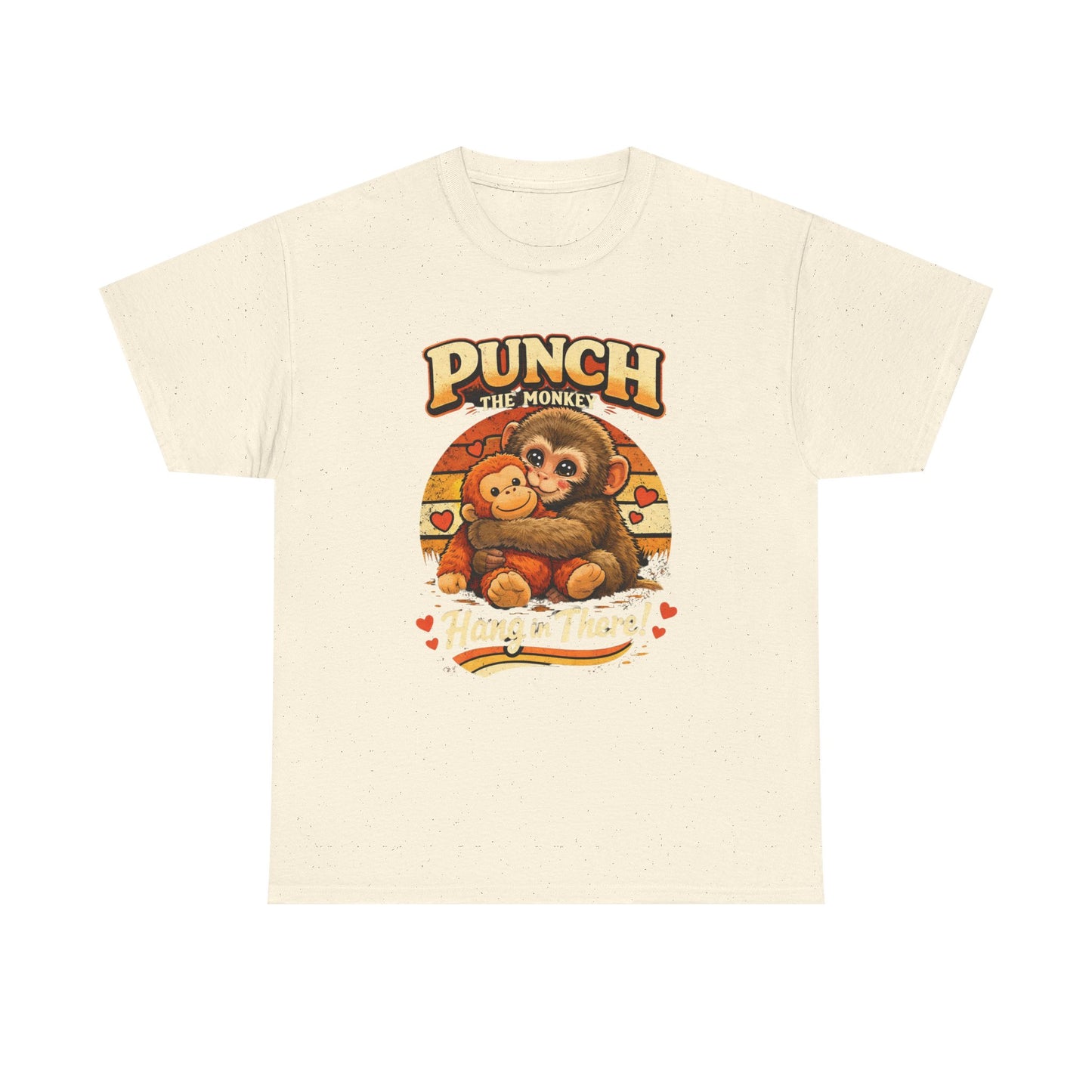 Punch the Monkey Cute Monkey Hugging Plush Toy T-Shirt | Hang In There Animal Story Tee