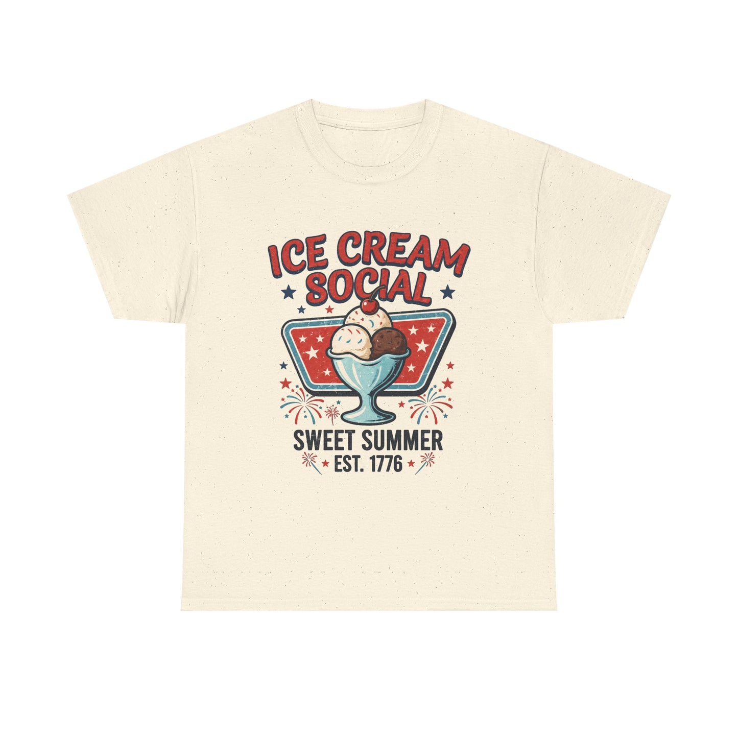 Retro Ice Cream Shirt, Ice Cream Social Tee, Fourth of July Shirt, Patriotic Summer Graphic Tee, Vintage USA Unisex T-Shirt