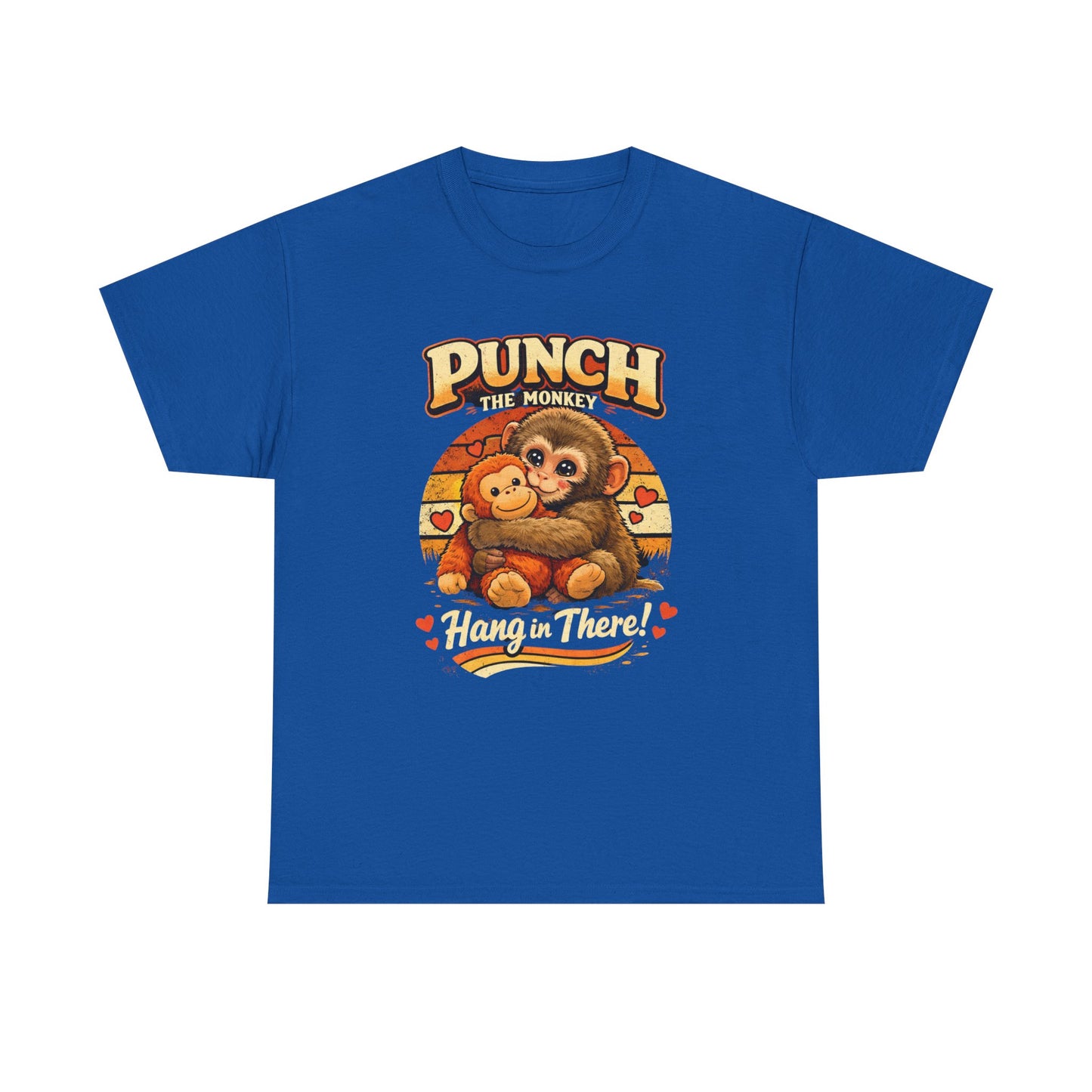 Punch the Monkey Cute Monkey Hugging Plush Toy T-Shirt | Hang In There Animal Story Tee
