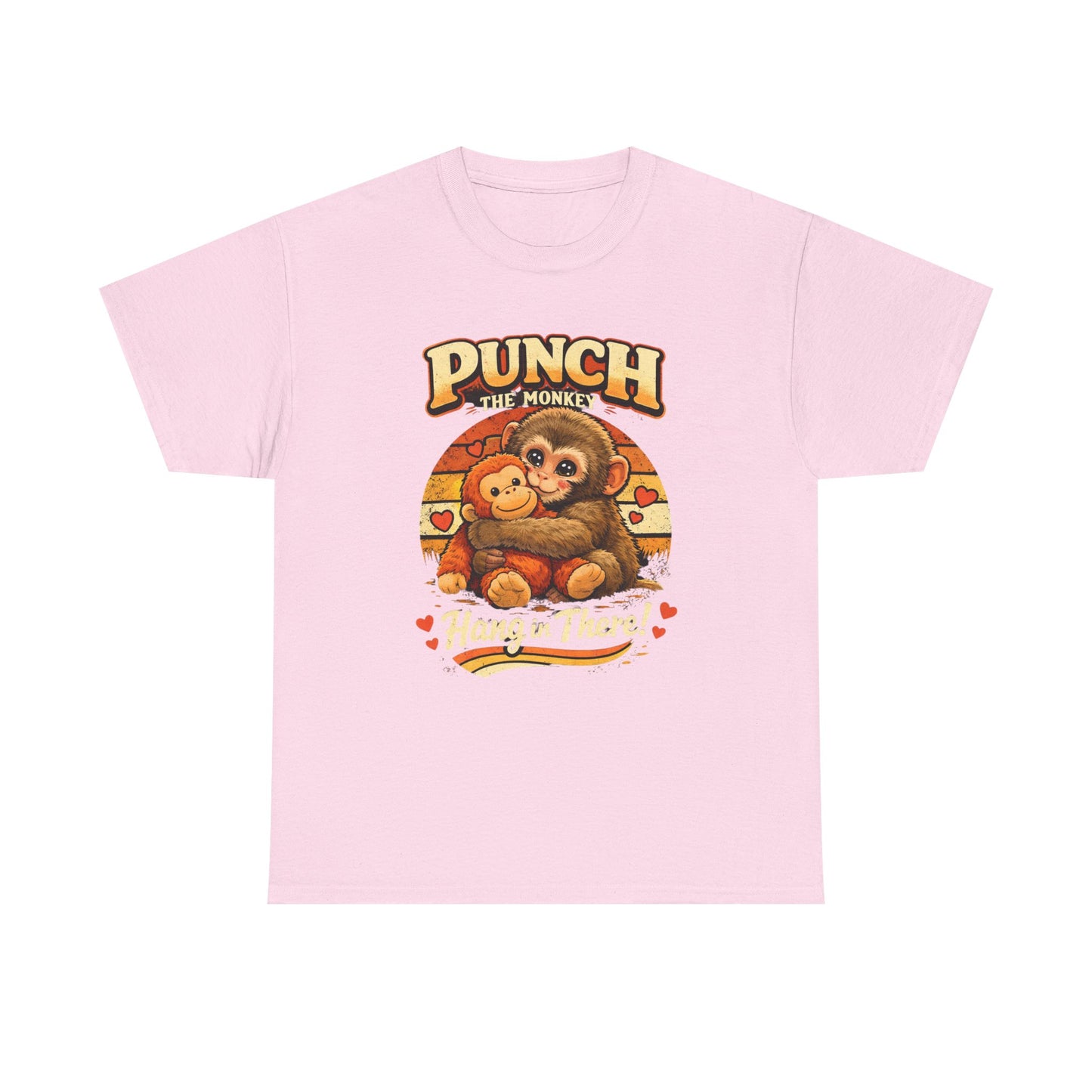 Punch the Monkey Cute Monkey Hugging Plush Toy T-Shirt | Hang In There Animal Story Tee