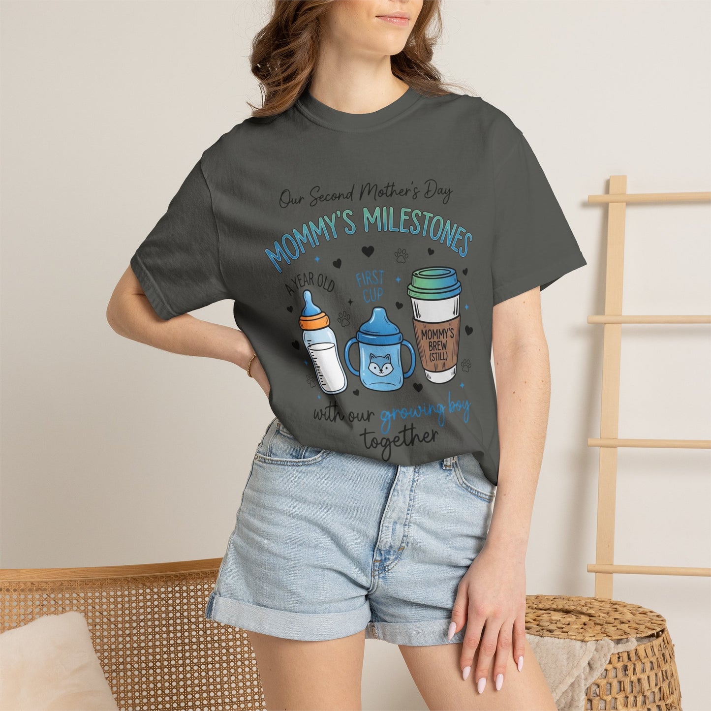 Our Second Mother's Day Shirt, Mommy's Milestones T-Shirt, 2nd Mother's Day Gift, Gift for New Mom, Growing Boy Together Tee, Mom Coffee Shirt
