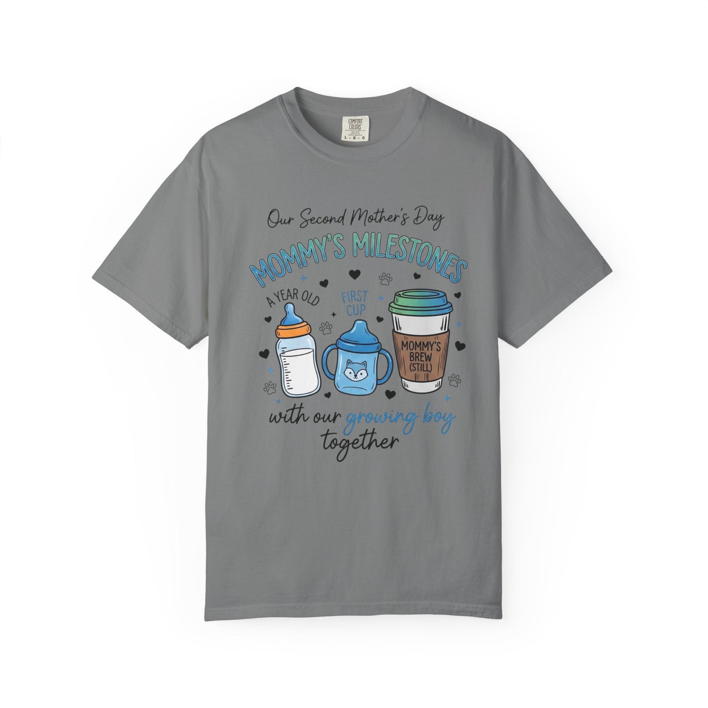 Our Second Mother's Day Shirt, Mommy's Milestones T-Shirt, 2nd Mother's Day Gift, Gift for New Mom, Growing Boy Together Tee, Mom Coffee Shirt