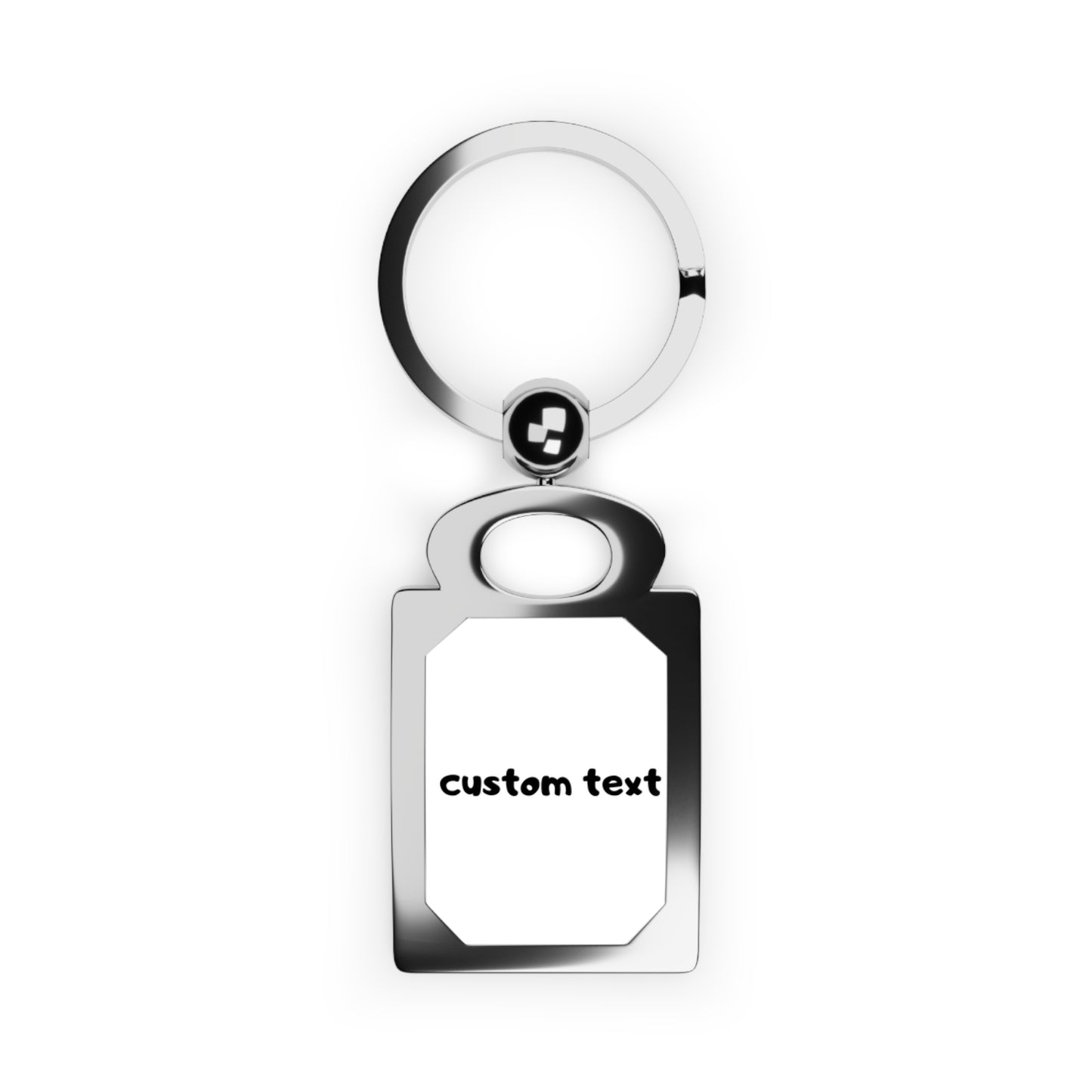Personalized Rectangle Photo Keyring — Custom Text Engraved Metal Keychain