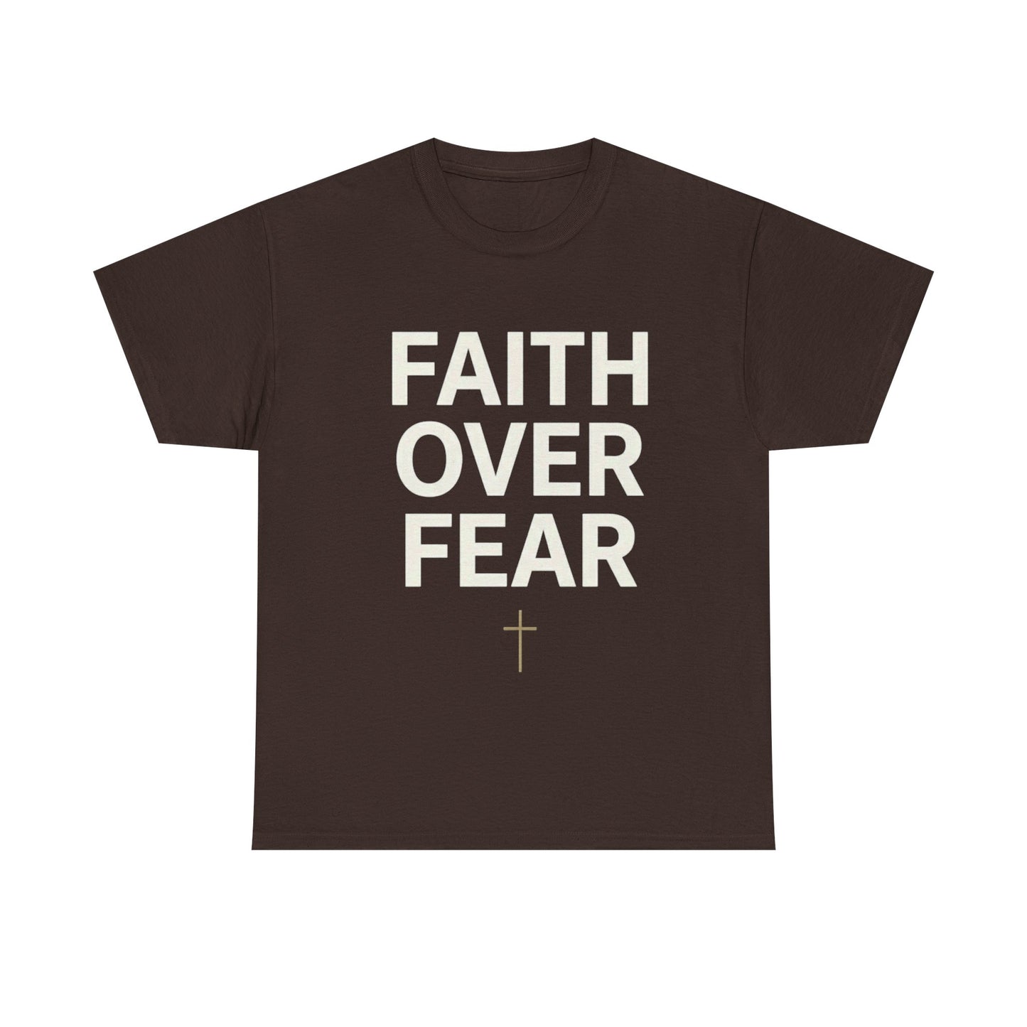 Faith Over Fear Shirt, Christian Minimalist Tee, Religious Gift for Her Bold Scripture T-Shirt, Jesus Cross Top Inspirational Faith Clothing