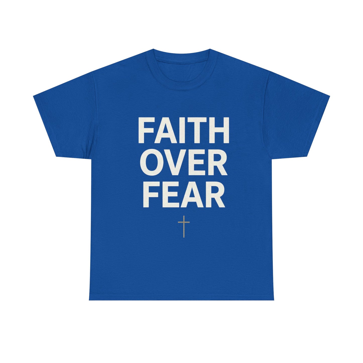Faith Over Fear Shirt, Christian Minimalist Tee, Religious Gift for Her Bold Scripture T-Shirt, Jesus Cross Top Inspirational Faith Clothing