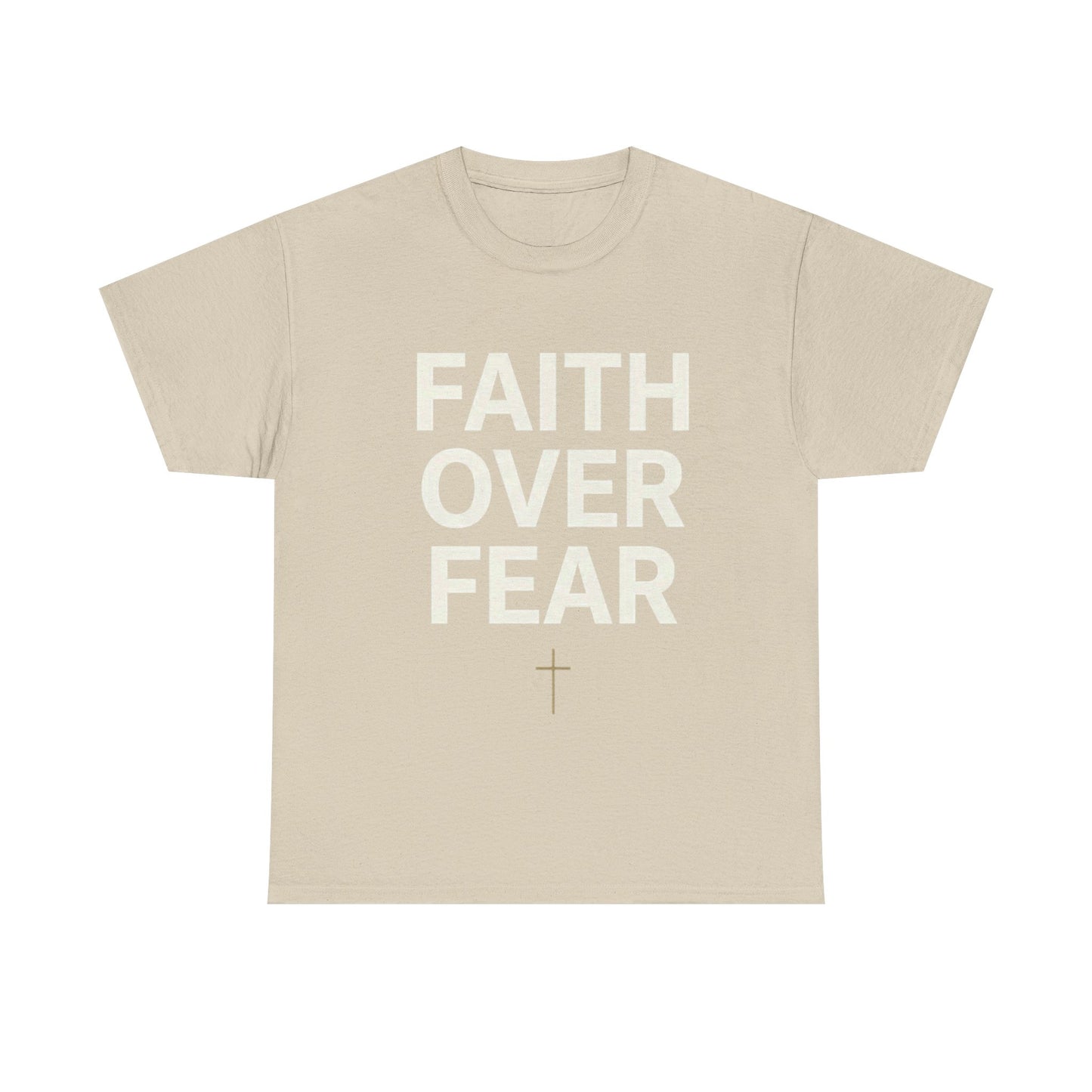 Faith Over Fear Shirt, Christian Minimalist Tee, Religious Gift for Her Bold Scripture T-Shirt, Jesus Cross Top Inspirational Faith Clothing