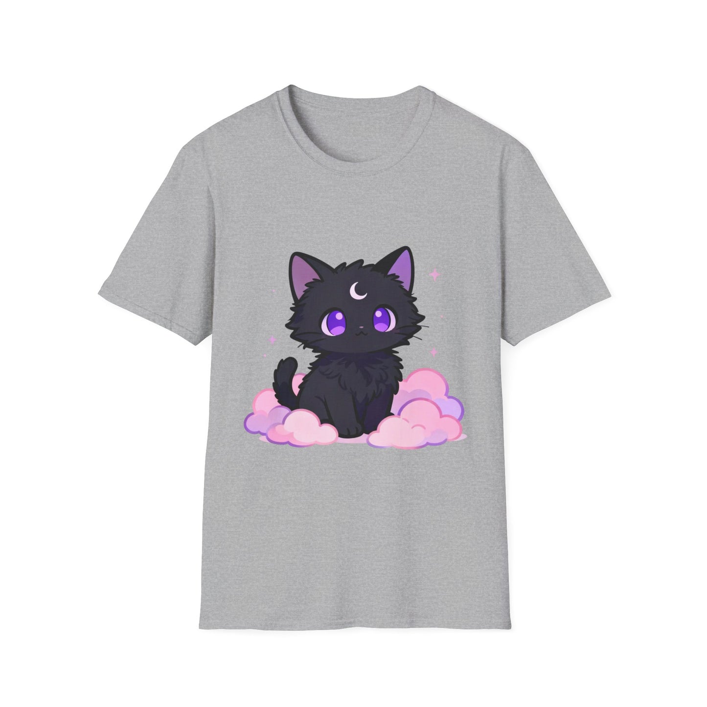 Pastel Cat Moon T-Shirt: Black Cat Graphic Tee