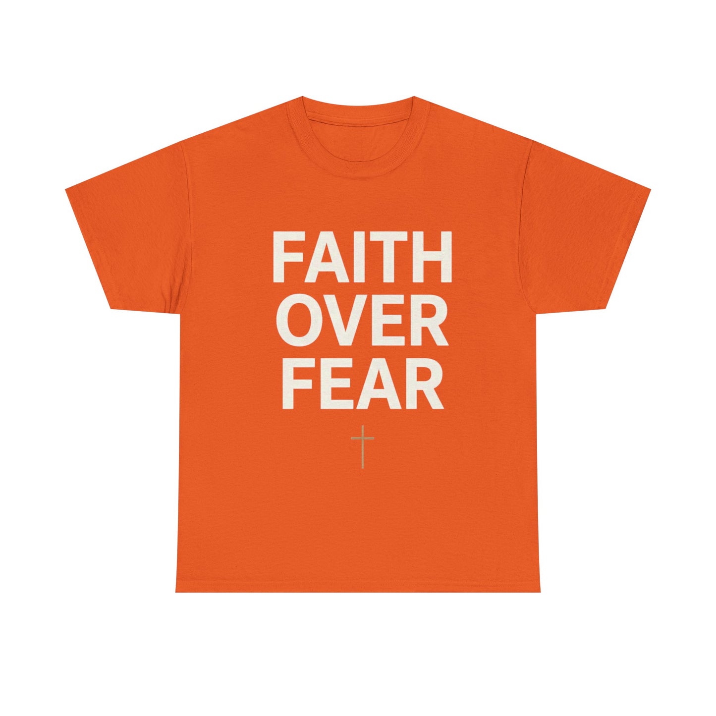 Faith Over Fear Shirt, Christian Minimalist Tee, Religious Gift for Her Bold Scripture T-Shirt, Jesus Cross Top Inspirational Faith Clothing