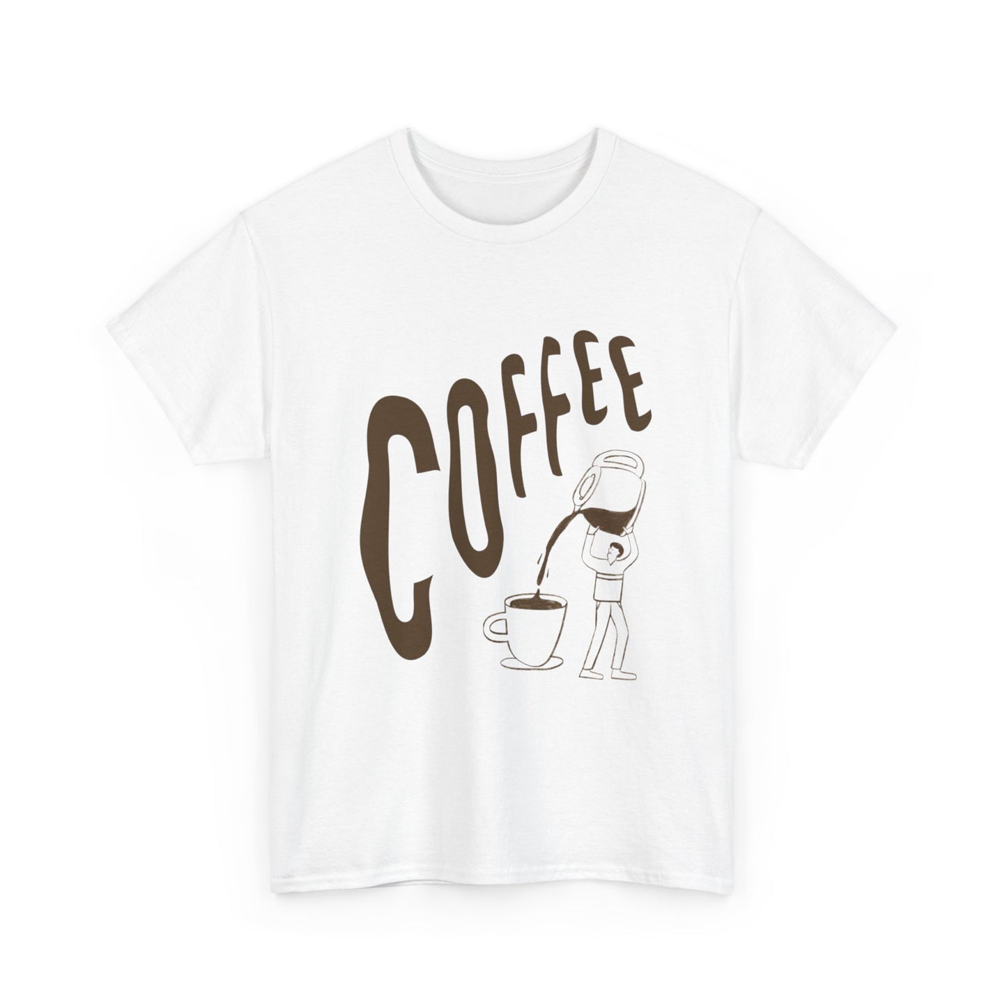 Coffee Pouring Illustration T-Shirt | Coffee Cup Graphic Tee