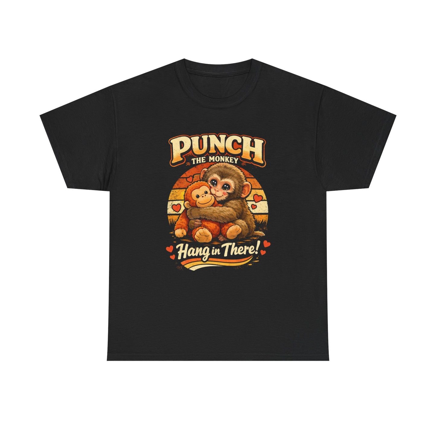 Punch the Monkey Cute Monkey Hugging Plush Toy T-Shirt | Hang In There Animal Story Tee