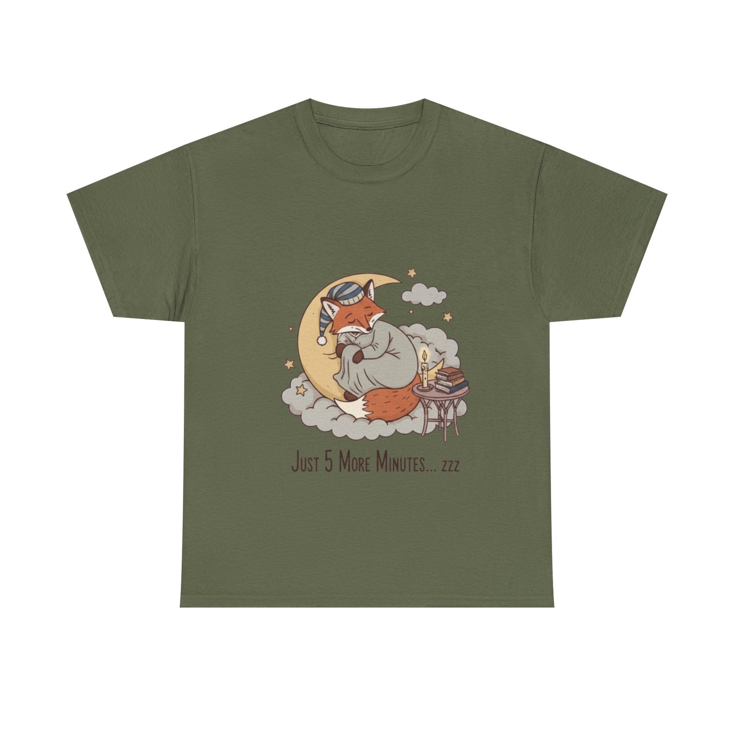 Sleeping Fox on Moon T-Shirt | 'Just 5 More Minutes' Sleepy Animal Tee