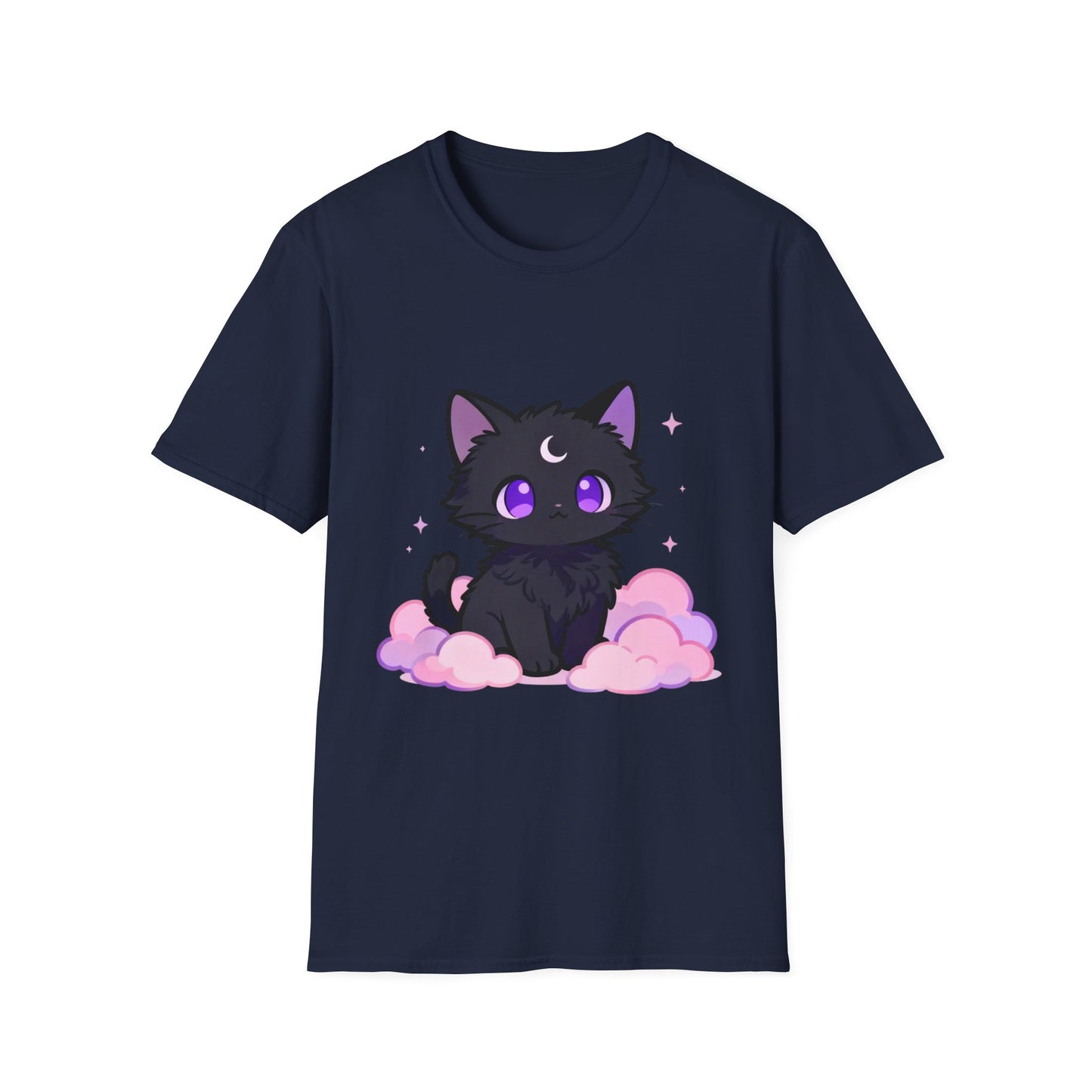 Pastel Cat Moon T-Shirt: Black Cat Graphic Tee