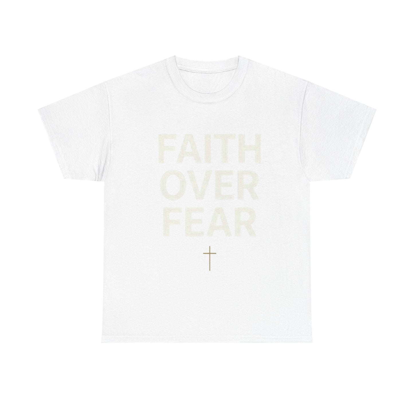 Faith Over Fear Shirt, Christian Minimalist Tee, Religious Gift for Her Bold Scripture T-Shirt, Jesus Cross Top Inspirational Faith Clothing