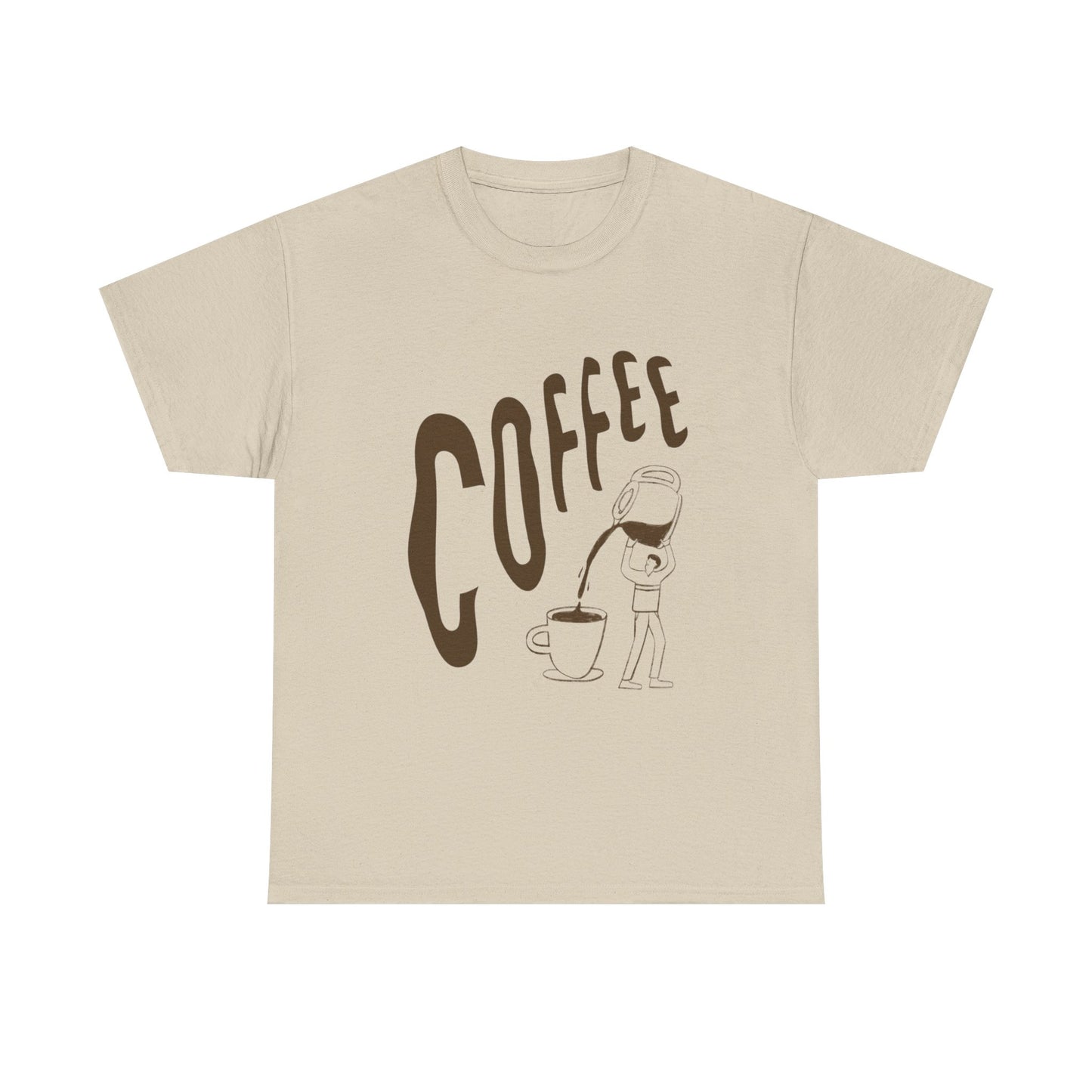 Coffee Pouring Illustration T-Shirt | Coffee Cup Graphic Tee