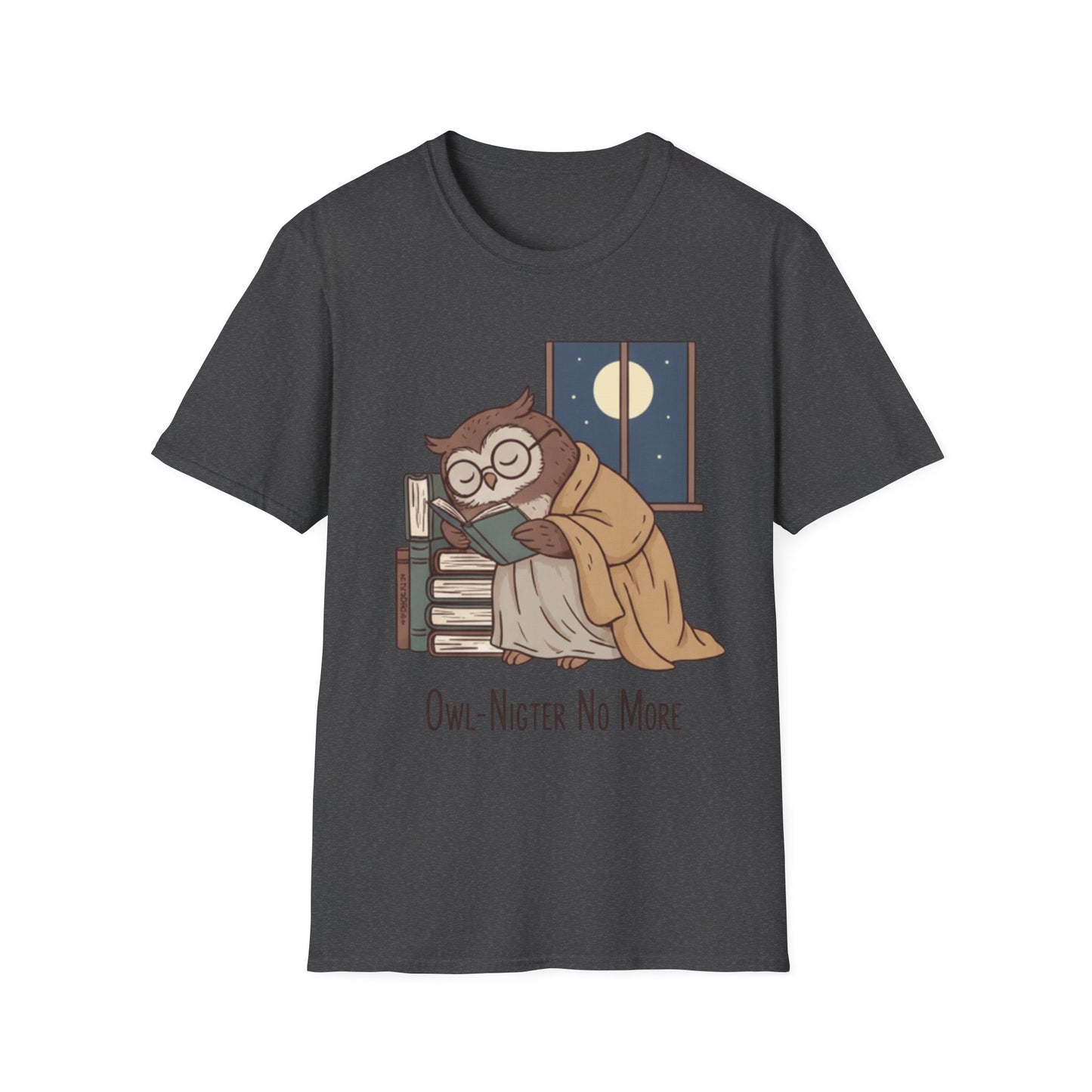 Sleepy Owl Reading Shirt | 'Owl-Nighter No More' Book Lover Tee