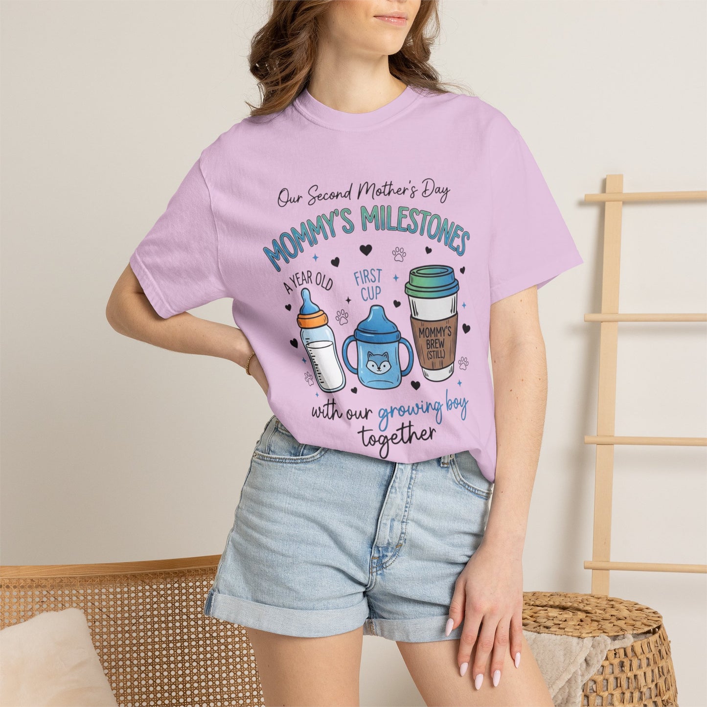 Our Second Mother's Day Shirt, Mommy's Milestones T-Shirt, 2nd Mother's Day Gift, Gift for New Mom, Growing Boy Together Tee, Mom Coffee Shirt