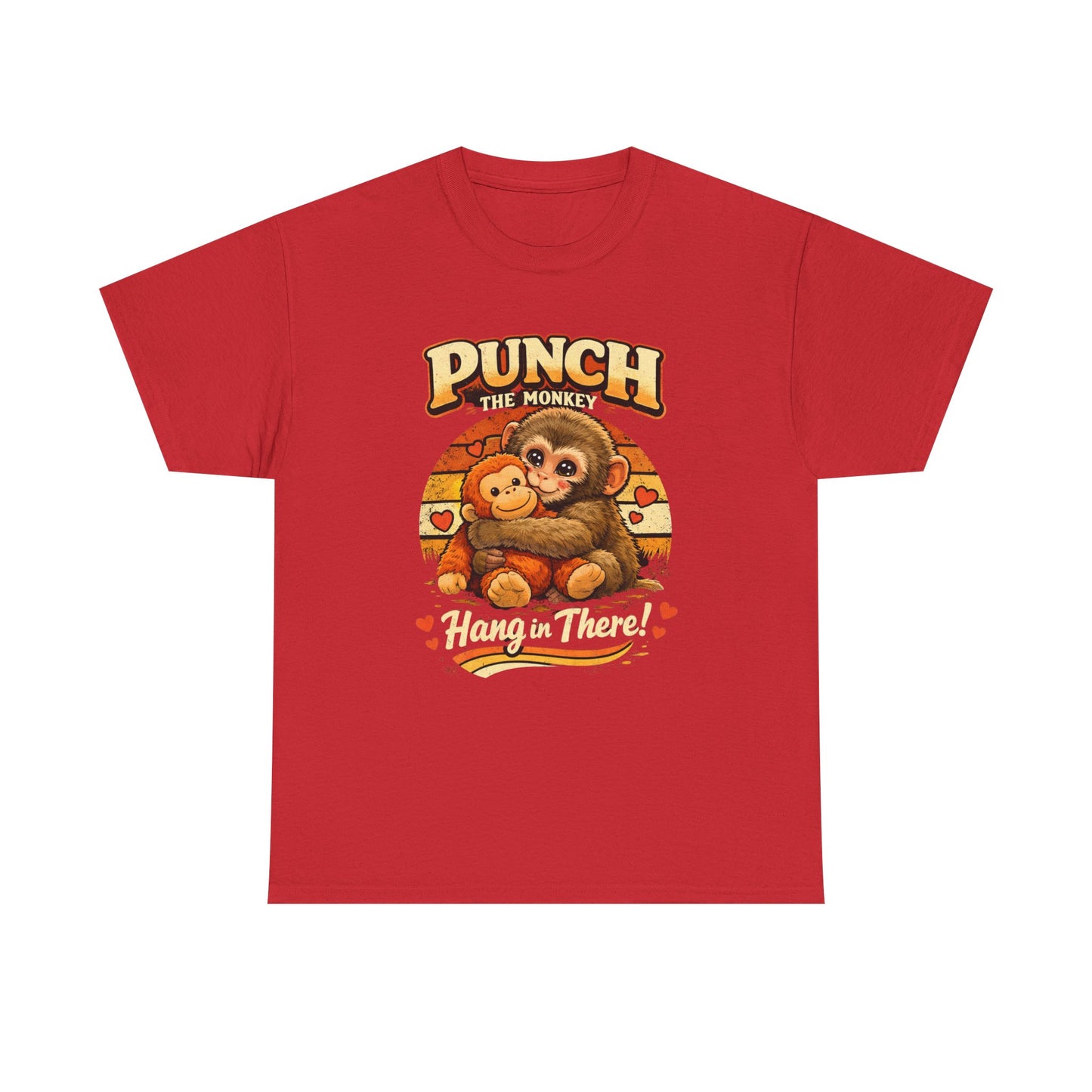 Punch the Monkey Cute Monkey Hugging Plush Toy T-Shirt | Hang In There Animal Story Tee
