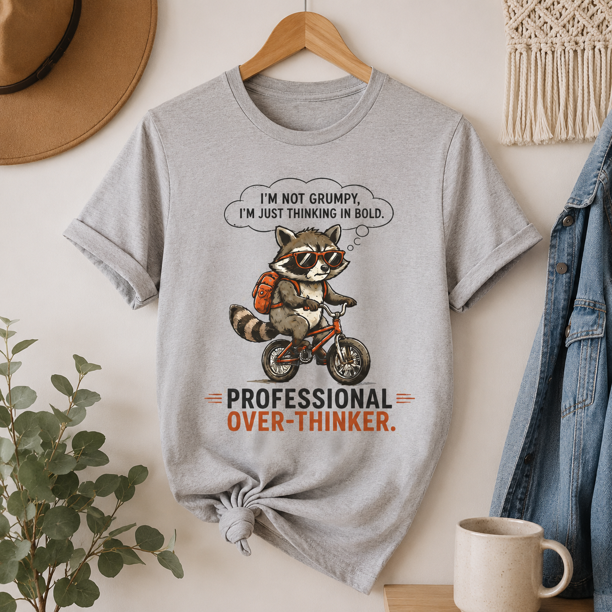 Professional Overthinker Shirt, Funny Raccoon T-Shirt, Introvert Gift, Funny Graphic Tee, Anxiety Humor Shirt, Thinker Gift, Unisex Tee