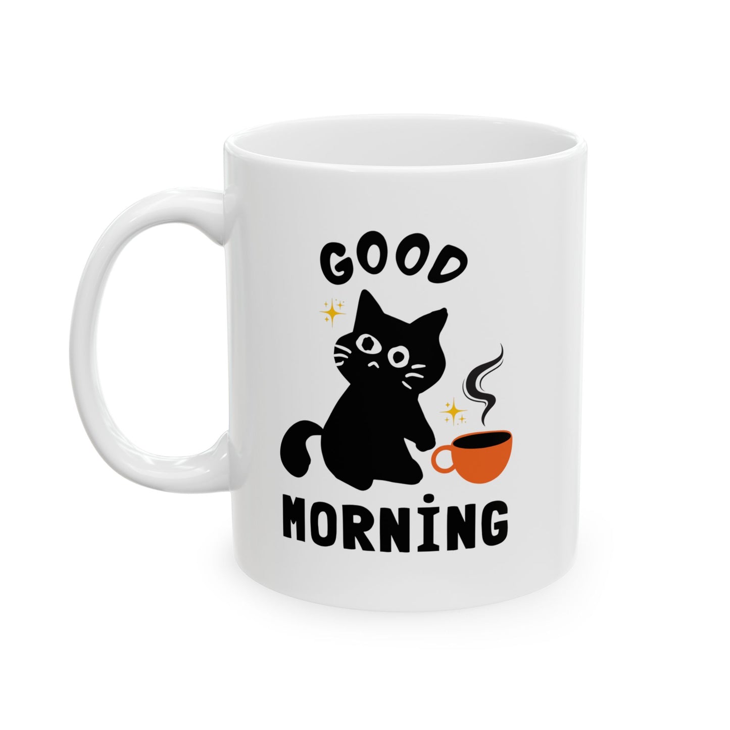 Cat Mom Coffee Mug | Ceramic Mug, Cat with Coffee Illustration