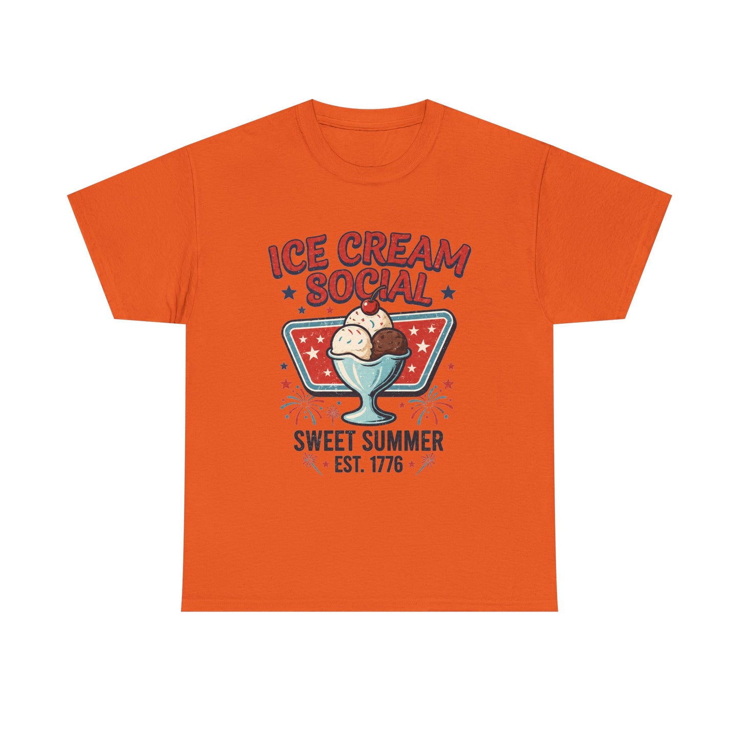 Retro Ice Cream Shirt, Ice Cream Social Tee, Fourth of July Shirt, Patriotic Summer Graphic Tee, Vintage USA Unisex T-Shirt
