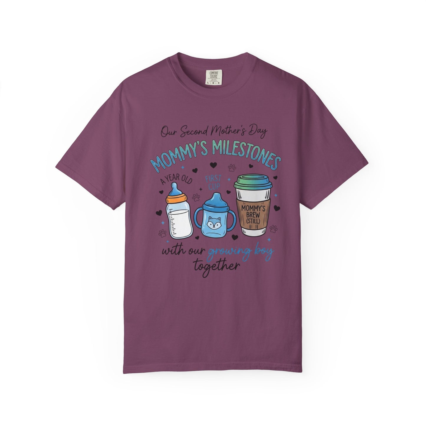 Our Second Mother's Day Shirt, Mommy's Milestones T-Shirt, 2nd Mother's Day Gift, Gift for New Mom, Growing Boy Together Tee, Mom Coffee Shirt