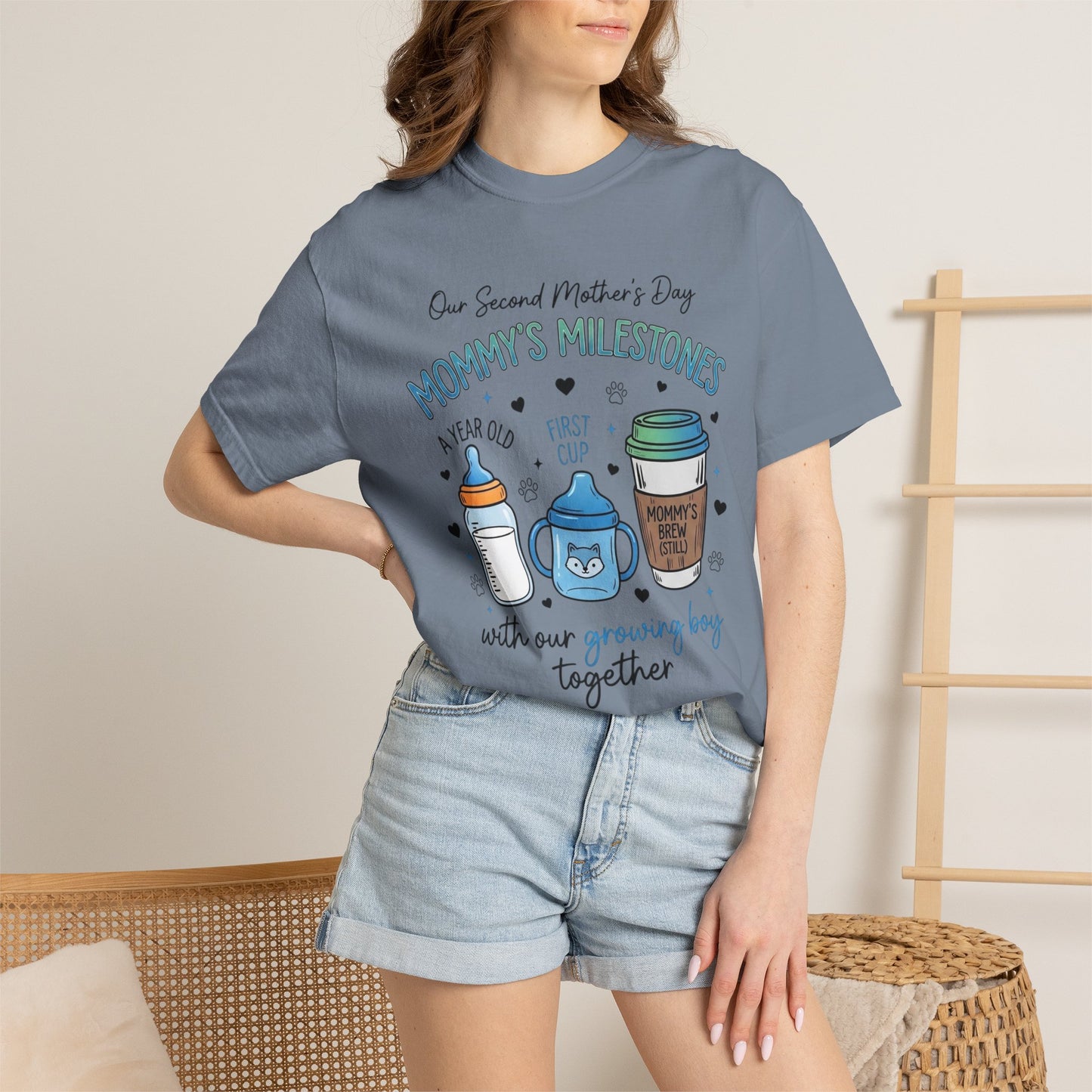 Our Second Mother's Day Shirt, Mommy's Milestones T-Shirt, 2nd Mother's Day Gift, Gift for New Mom, Growing Boy Together Tee, Mom Coffee Shirt