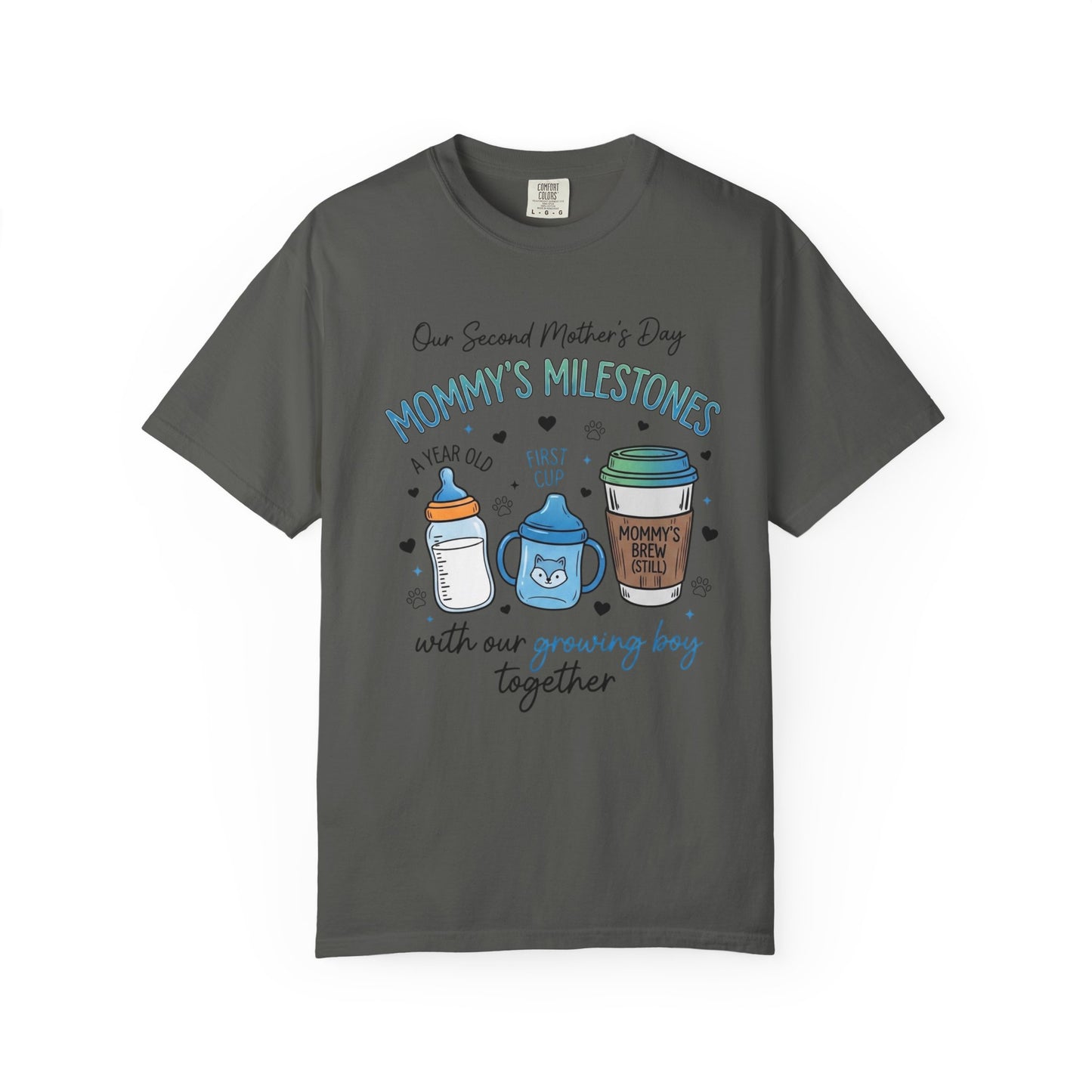 Our Second Mother's Day Shirt, Mommy's Milestones T-Shirt, 2nd Mother's Day Gift, Gift for New Mom, Growing Boy Together Tee, Mom Coffee Shirt