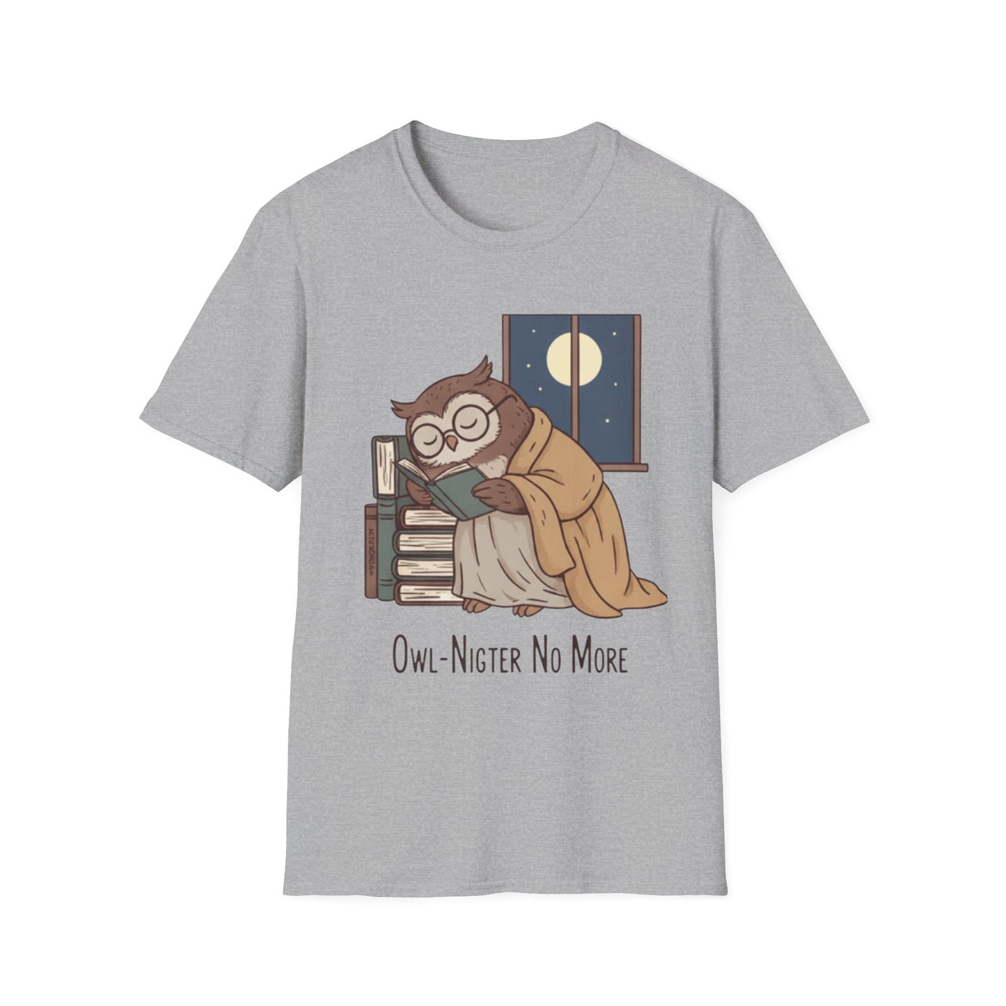 Sleepy Owl Reading Shirt | 'Owl-Nighter No More' Book Lover Tee