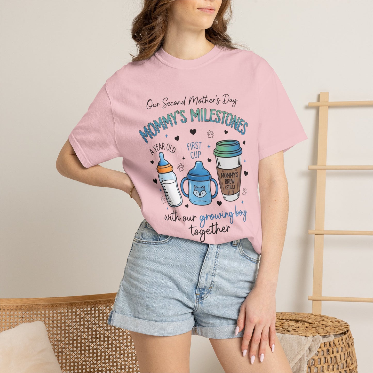 Our Second Mother's Day Shirt, Mommy's Milestones T-Shirt, 2nd Mother's Day Gift, Gift for New Mom, Growing Boy Together Tee, Mom Coffee Shirt