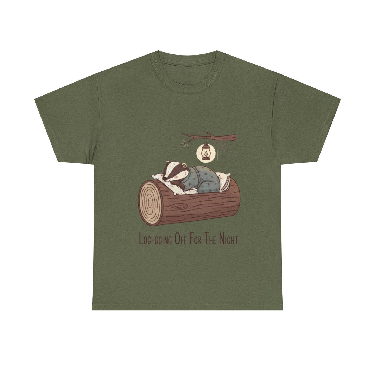 Log-sleeping Badger Illustration Tee | "Log-sging Off For The Night"