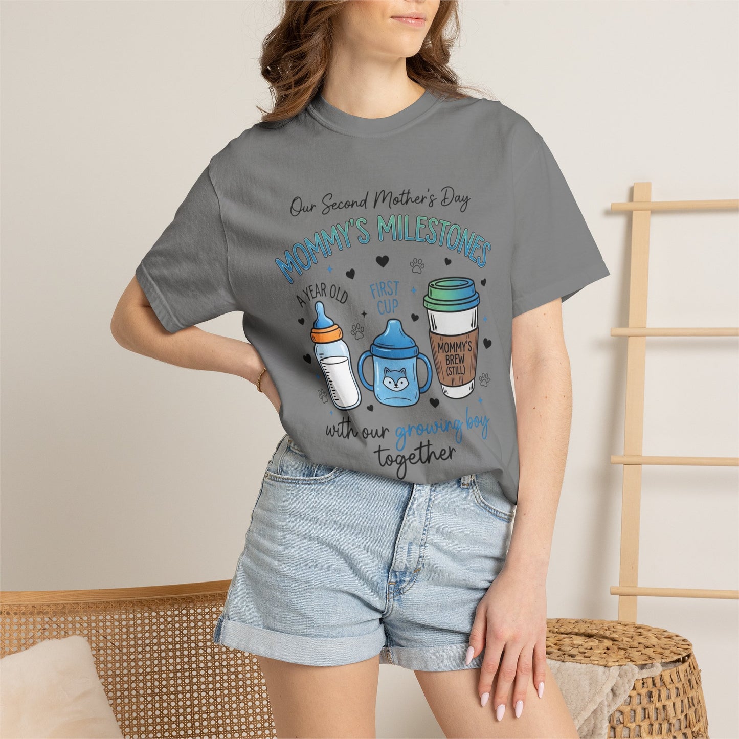 Our Second Mother's Day Shirt, Mommy's Milestones T-Shirt, 2nd Mother's Day Gift, Gift for New Mom, Growing Boy Together Tee, Mom Coffee Shirt