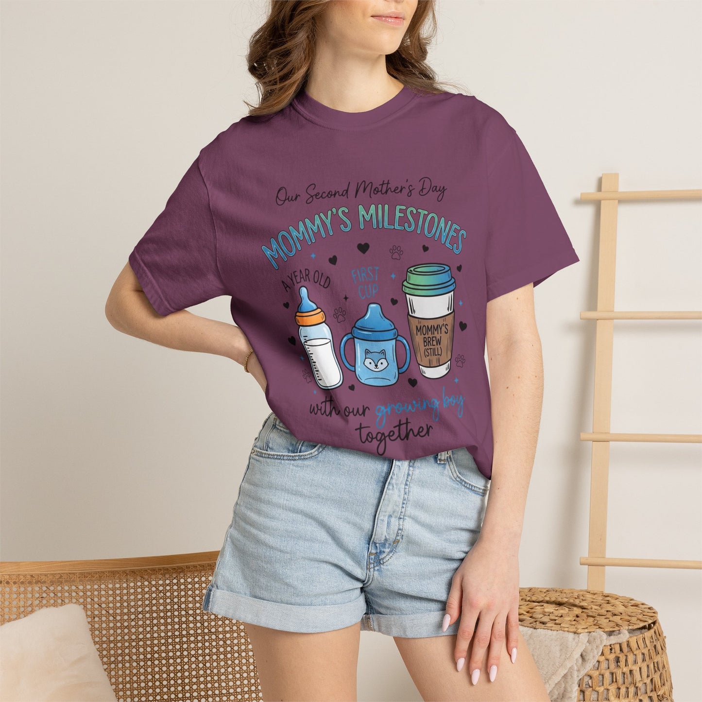Our Second Mother's Day Shirt, Mommy's Milestones T-Shirt, 2nd Mother's Day Gift, Gift for New Mom, Growing Boy Together Tee, Mom Coffee Shirt