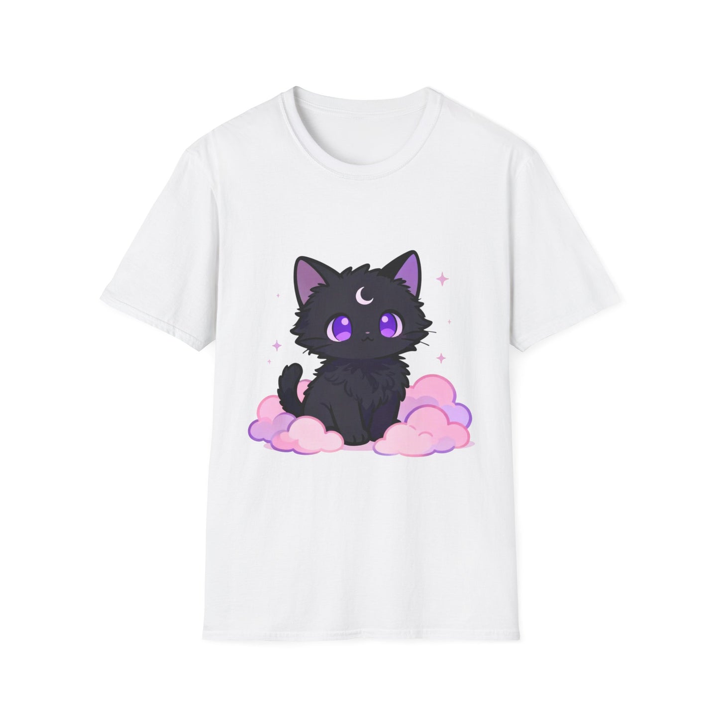 Pastel Cat Moon T-Shirt: Black Cat Graphic Tee