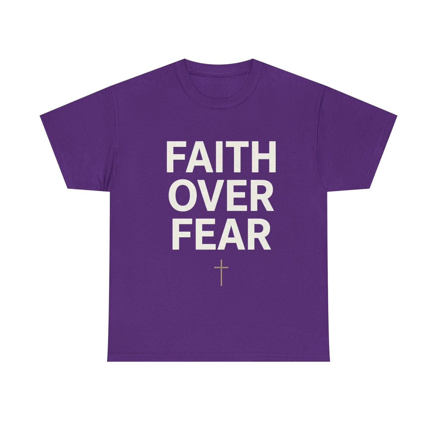 Faith Over Fear Shirt, Christian Minimalist Tee, Religious Gift for Her Bold Scripture T-Shirt, Jesus Cross Top Inspirational Faith Clothing