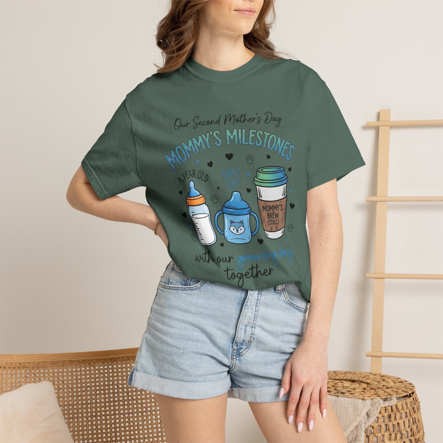 Our Second Mother's Day Shirt, Mommy's Milestones T-Shirt, 2nd Mother's Day Gift, Gift for New Mom, Growing Boy Together Tee, Mom Coffee Shirt